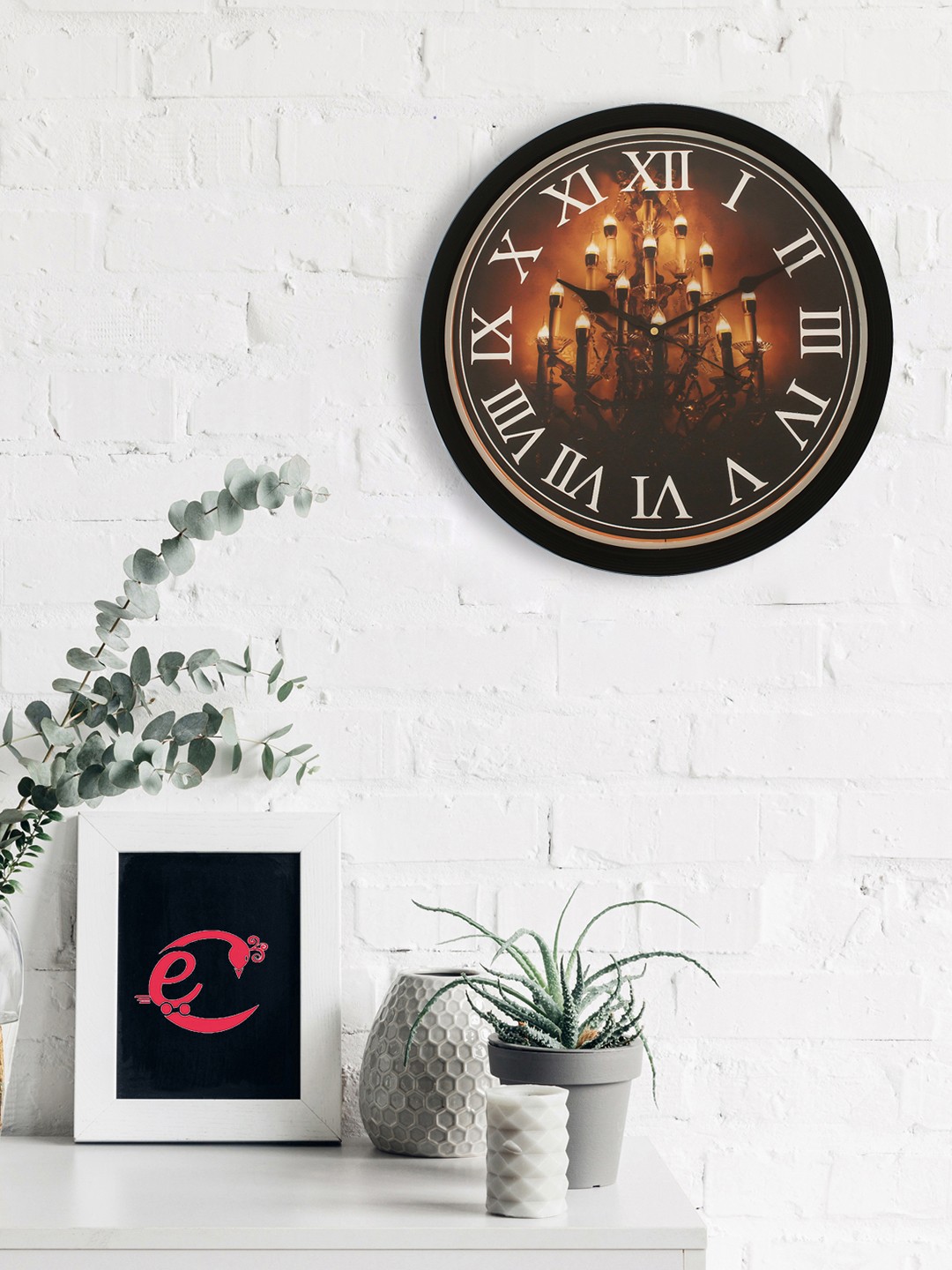 

eCraftIndia Black & Brown Round Printed 31 cm Analogue Wall Clock
