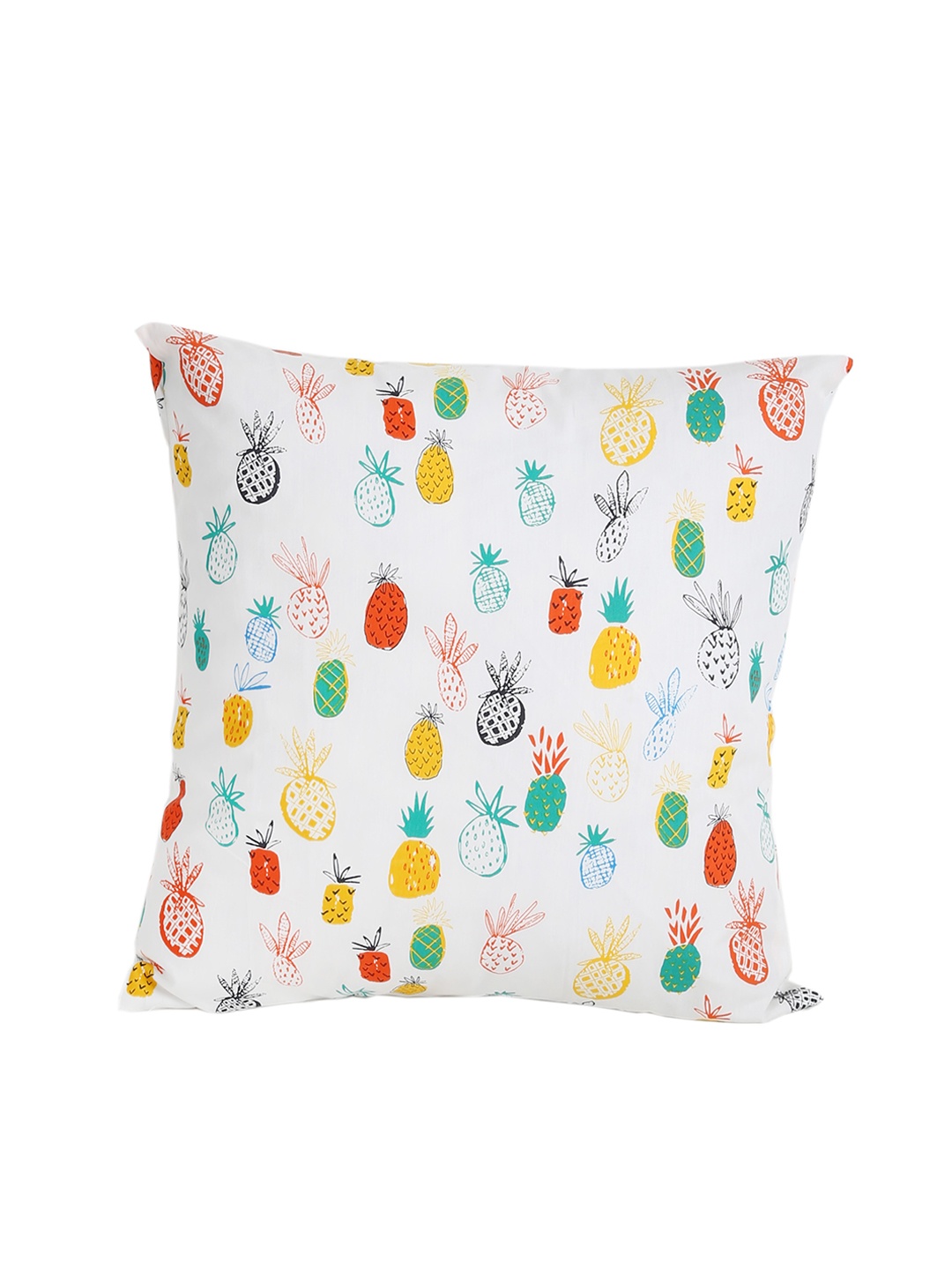 

House This White & Orange Single Abstract Square Cushion Covers