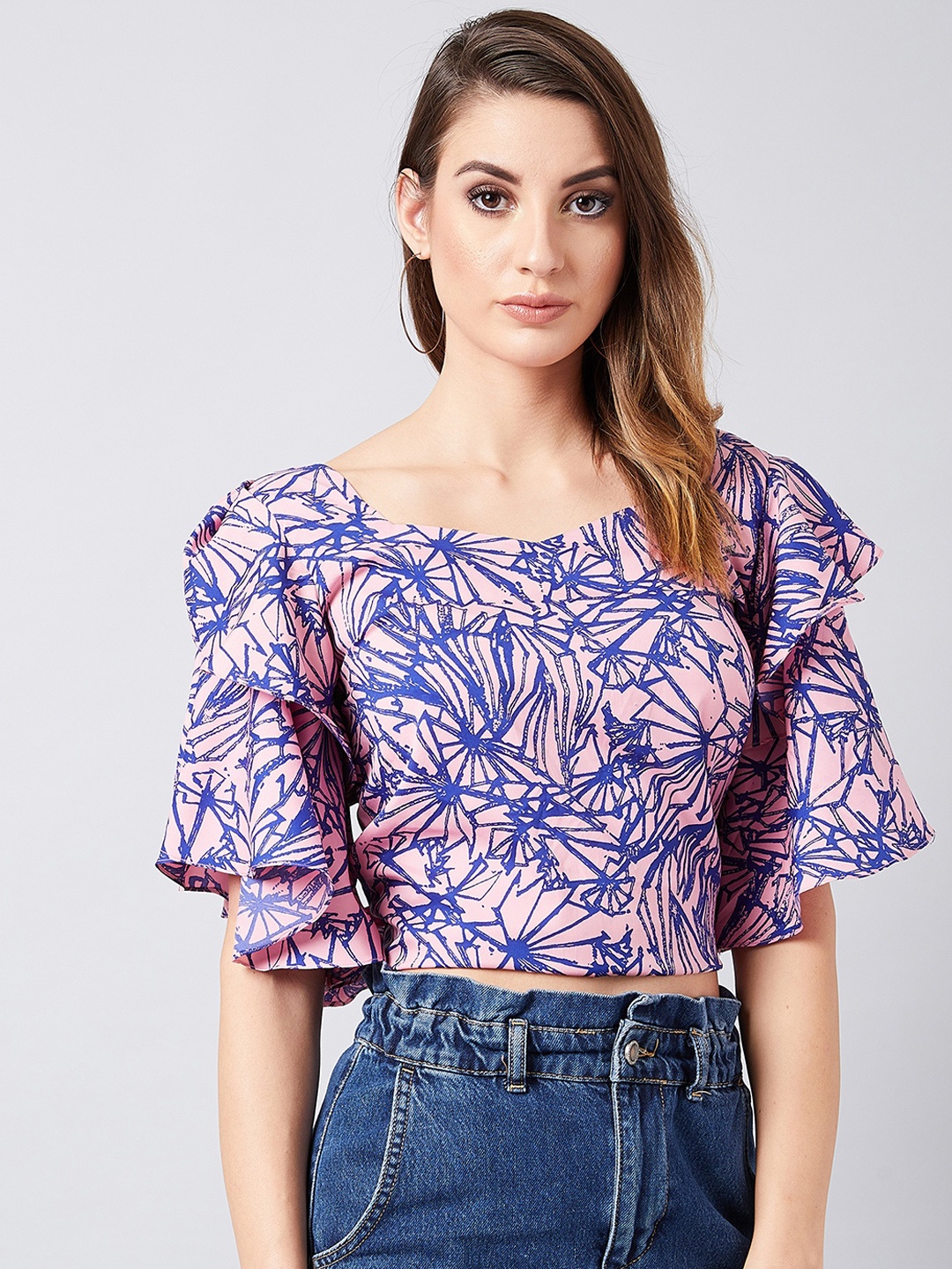 

Athena Women Pink Printed Crop Top