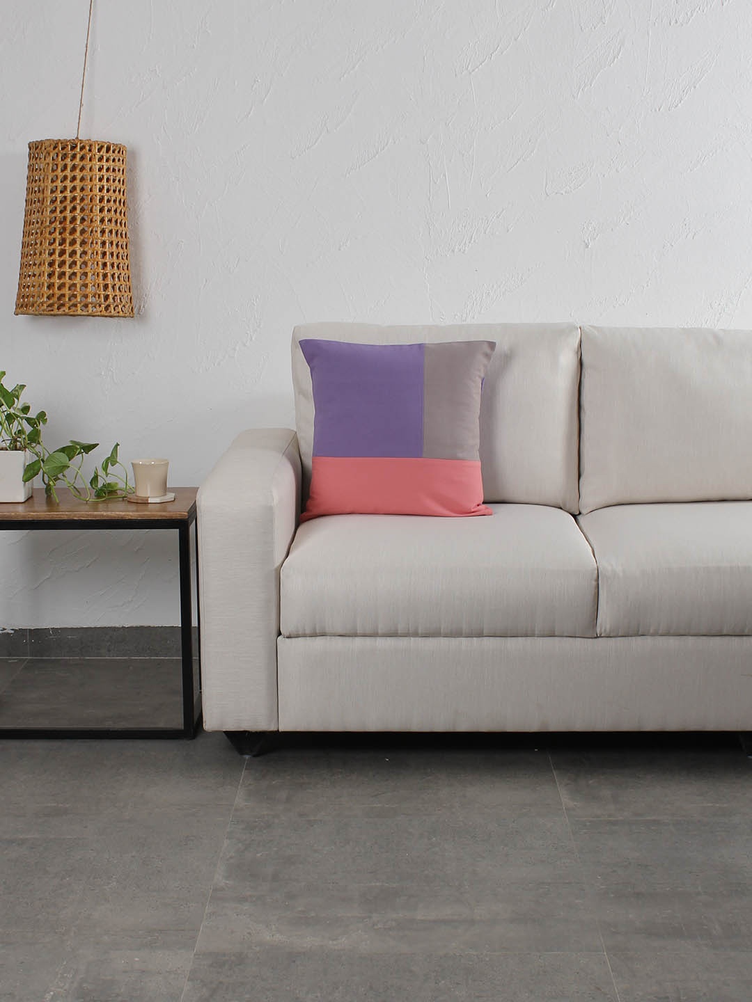 

House This Purple & Grey Single Colourblocked Square Cushion Covers