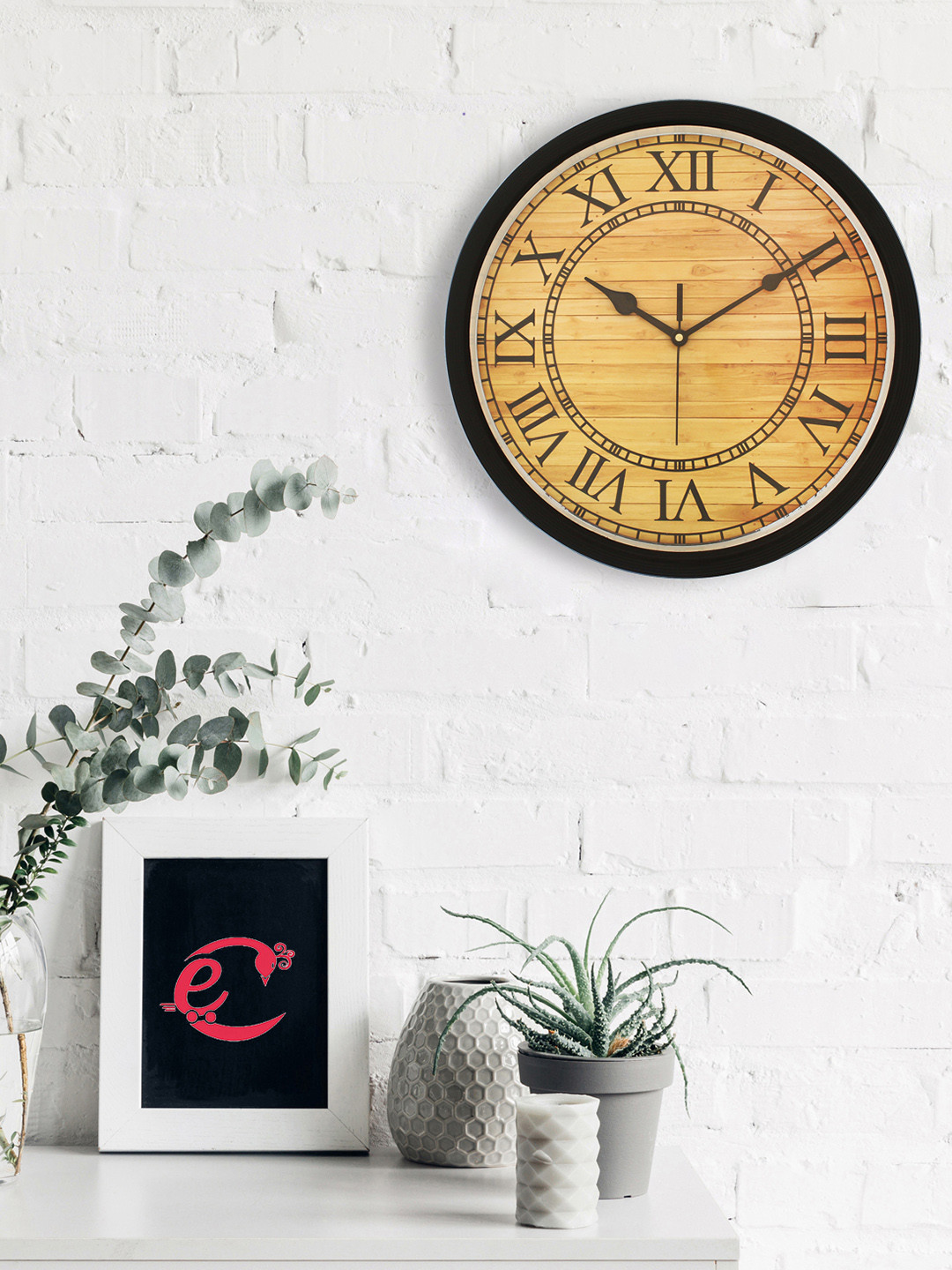 

eCraftIndia Black & Yellow Round Textured Analogue Wall Clock