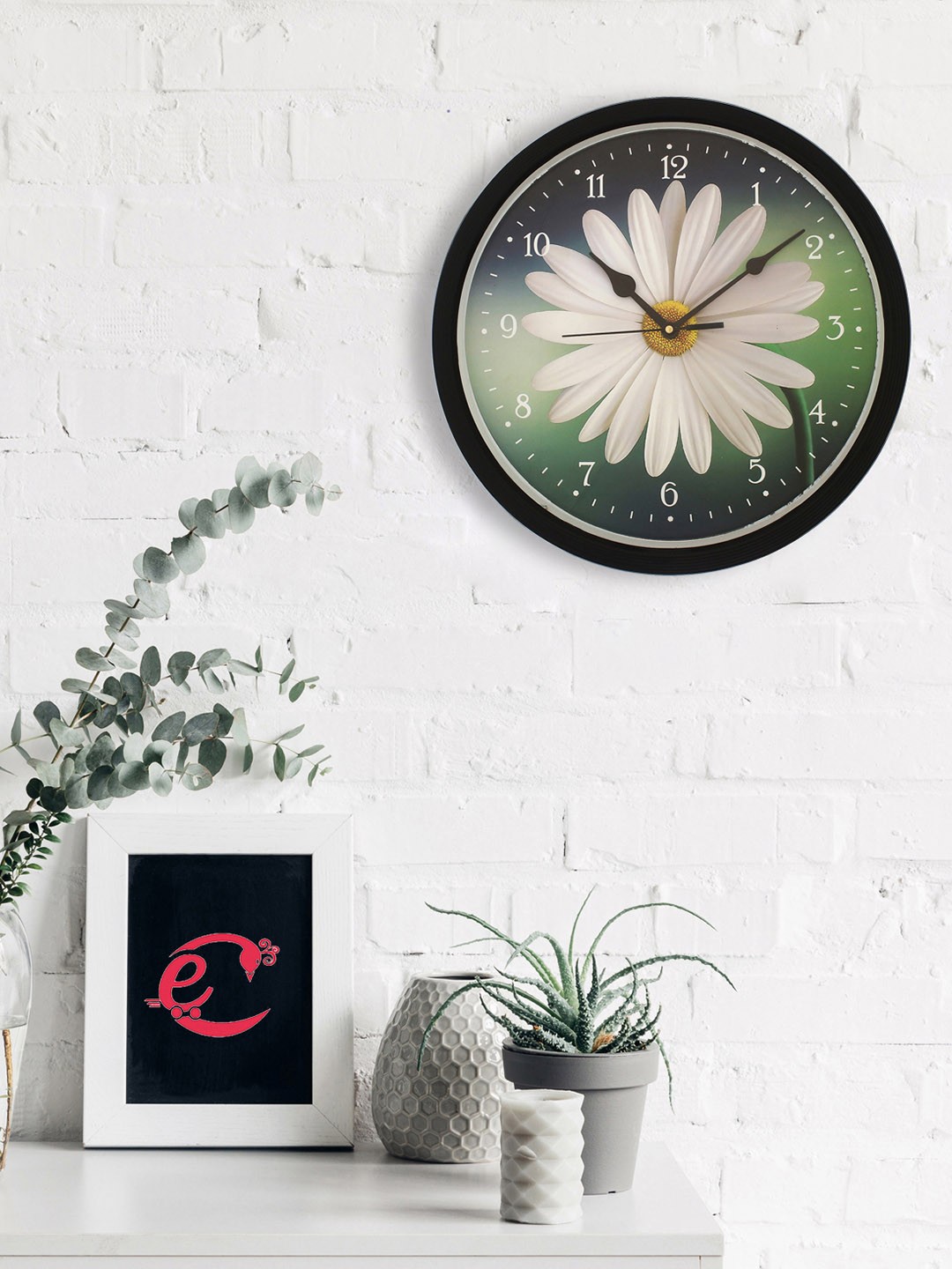 

eCraftIndia Green & Off-White Round Printed 31 cm Analogue Wall Clock