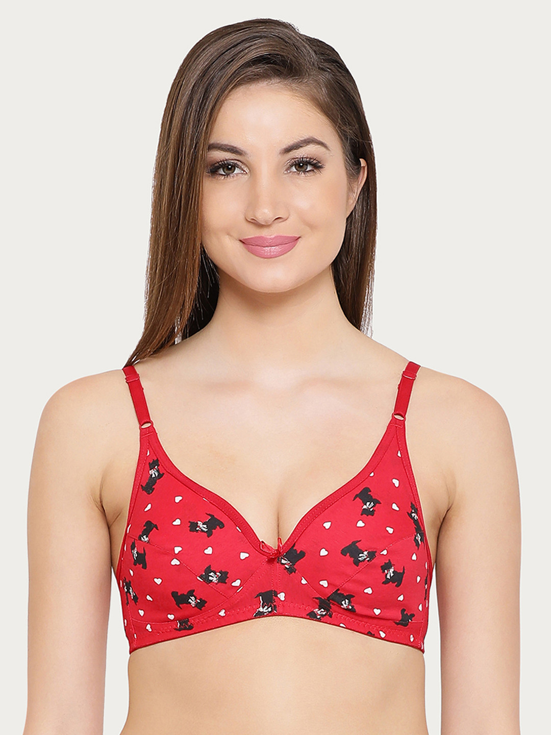 

Clovia Red & Black Printed Non-Wired Non Padded Everyday Bra BR0803Z0432B