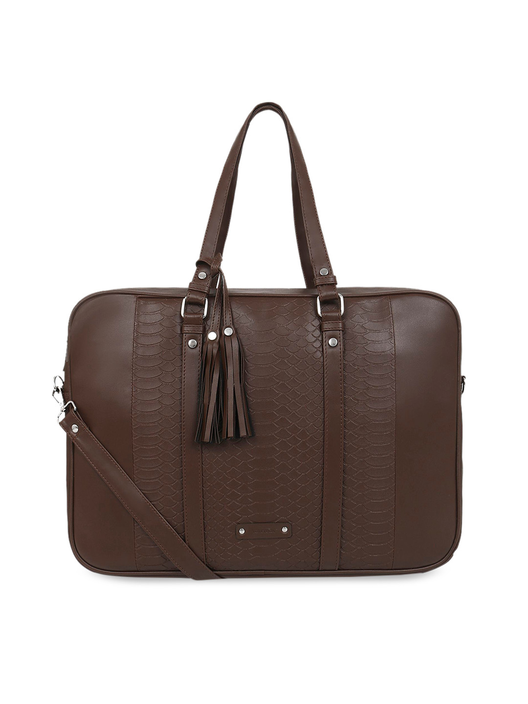 

Toteteca Women Brown Croc Skin Textured Laptop Bag