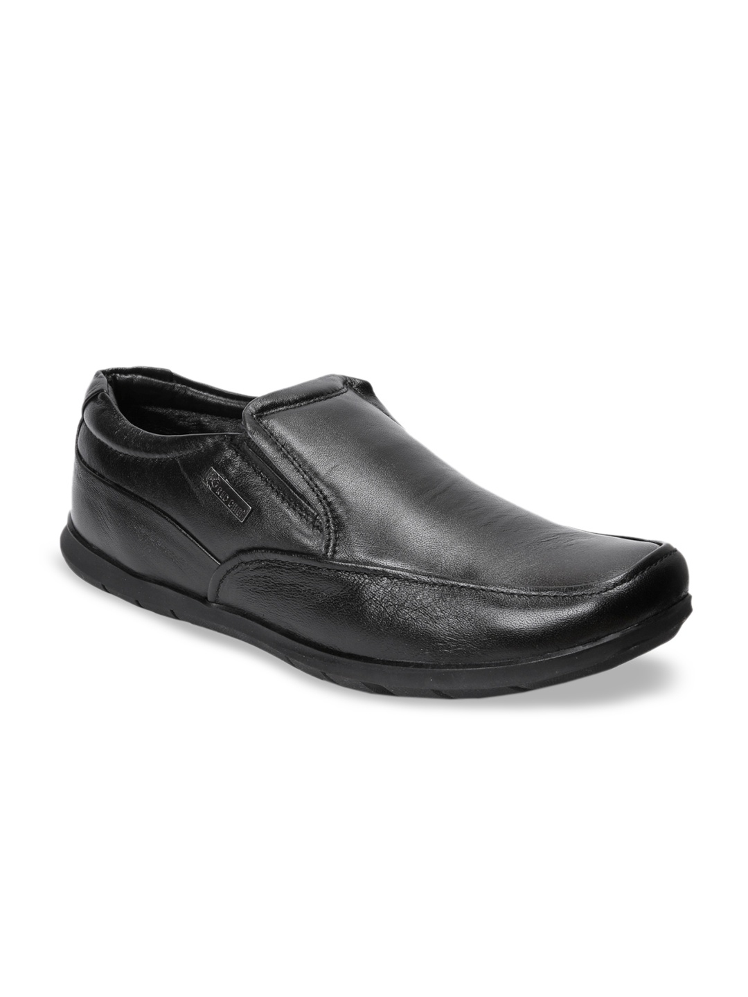 

Red Chief Men Black Solid Leather Formal Slip-Ons
