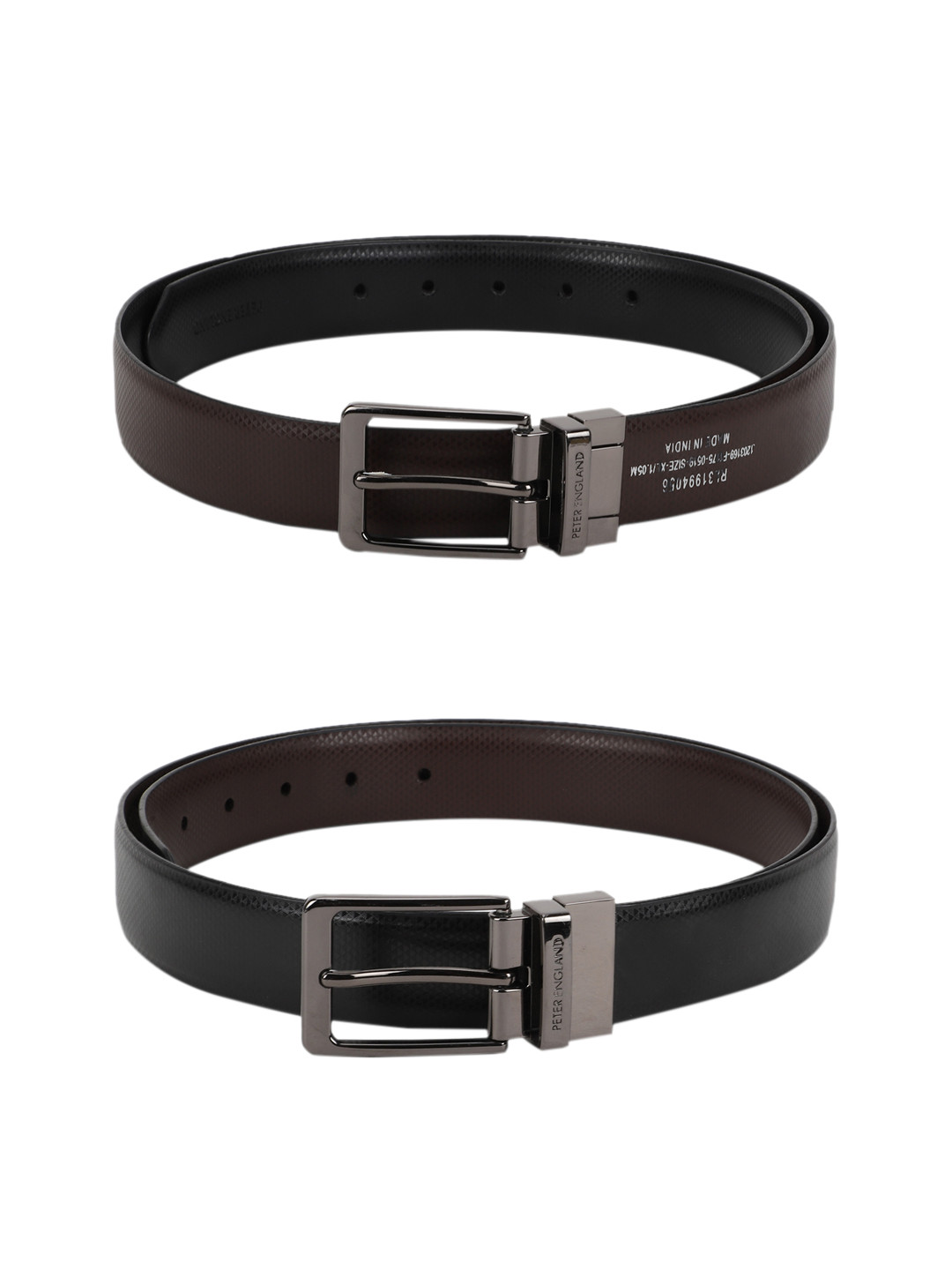 

Peter England Men Brown & Black Woven Design Reversible Belt