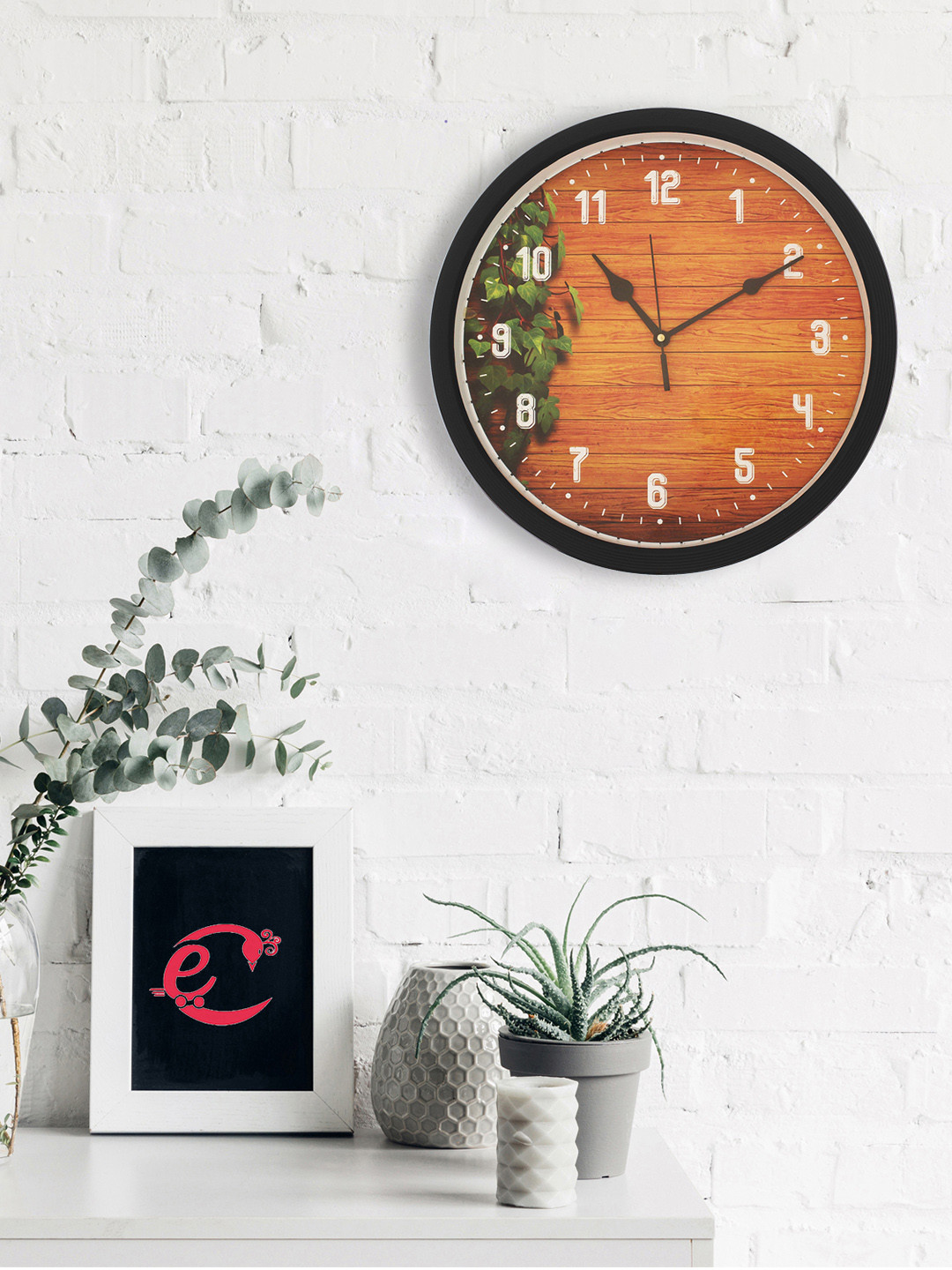 

eCraftIndia Black & Orange Round Printed Analogue Wall Clock