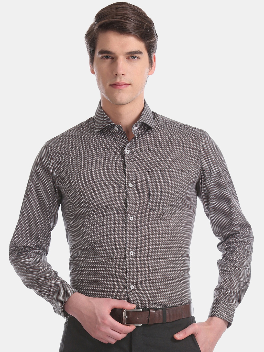 

Arrow New York Men Brown Skinny Fit Printed Formal Shirt