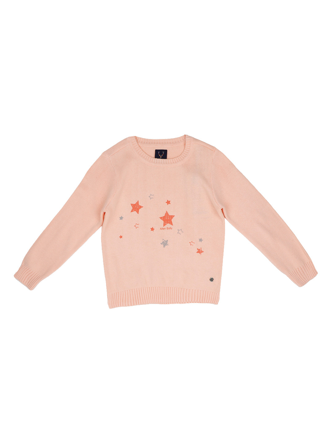 

Allen Solly Junior Girls Peach-Coloured Printed Pullover Sweater