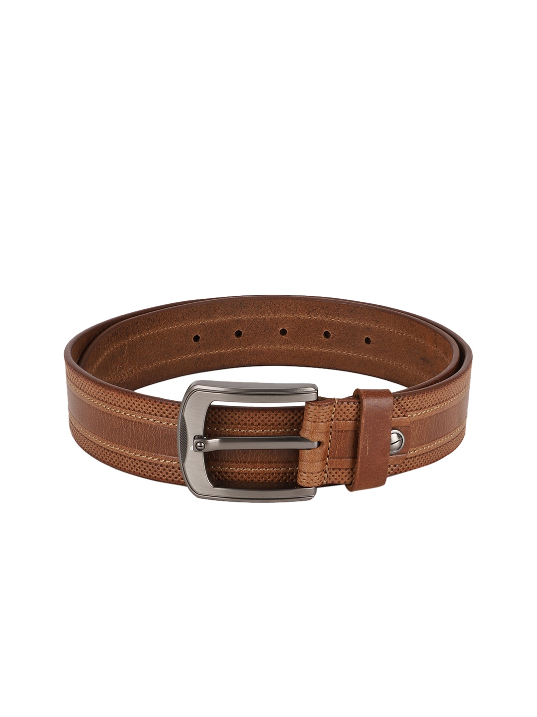 

Peter England Men Brown Woven Design Leather Belt
