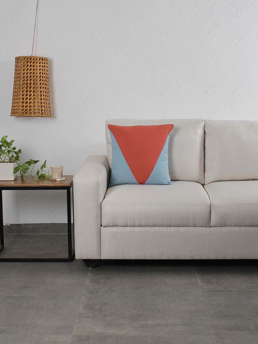 

House This Blue & Rust Red Colourblocked Square Cushion Cover