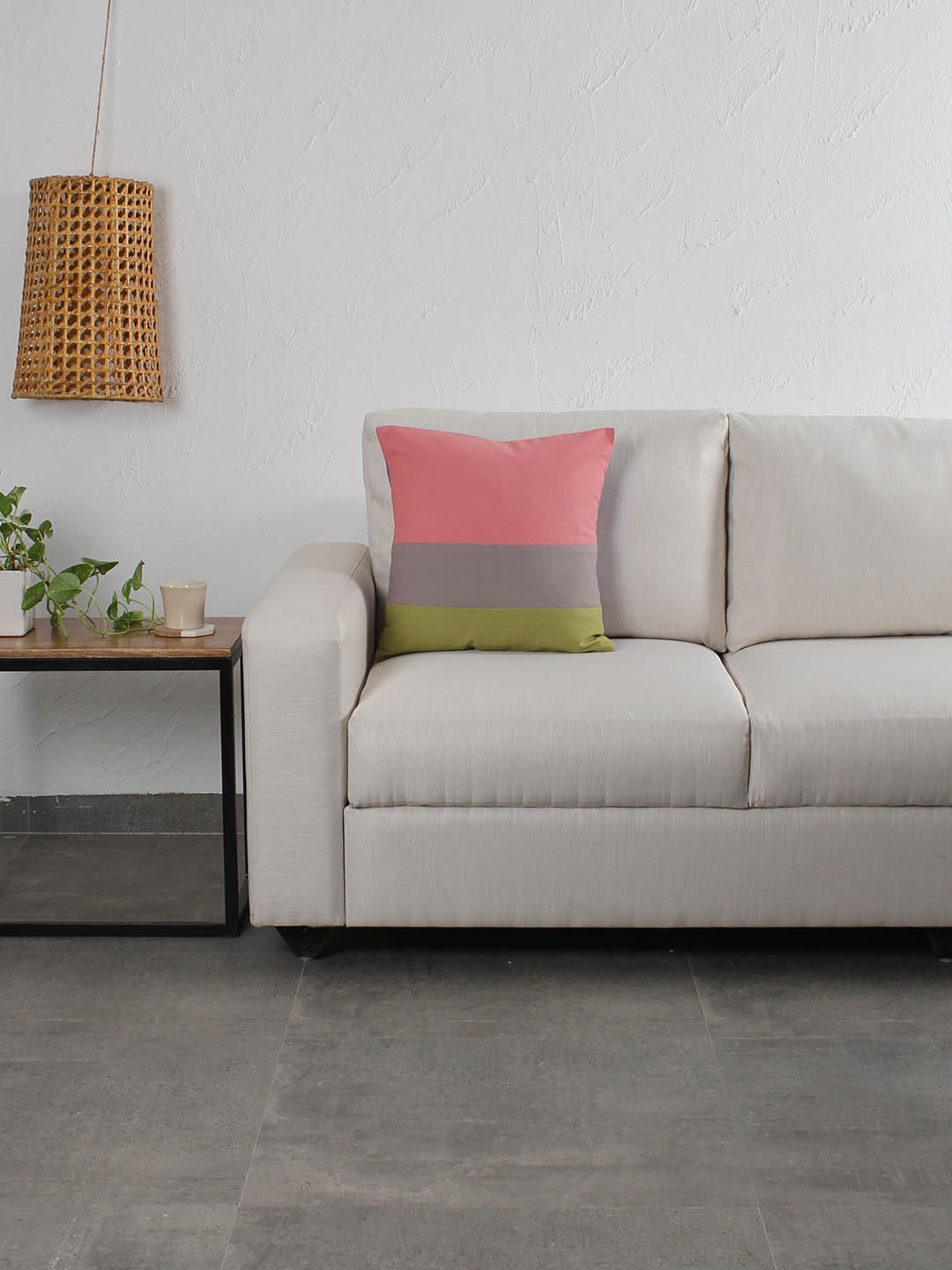

House This Pink & Grey Colourblocked Square Cushion Covers