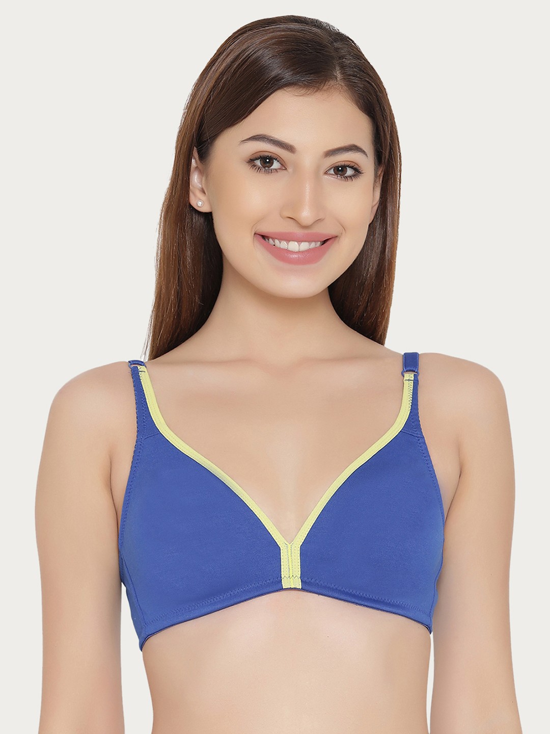 

Clovia Blue Solid Non-Wired Non Padded T-shirt Bra BR0887Z0832B