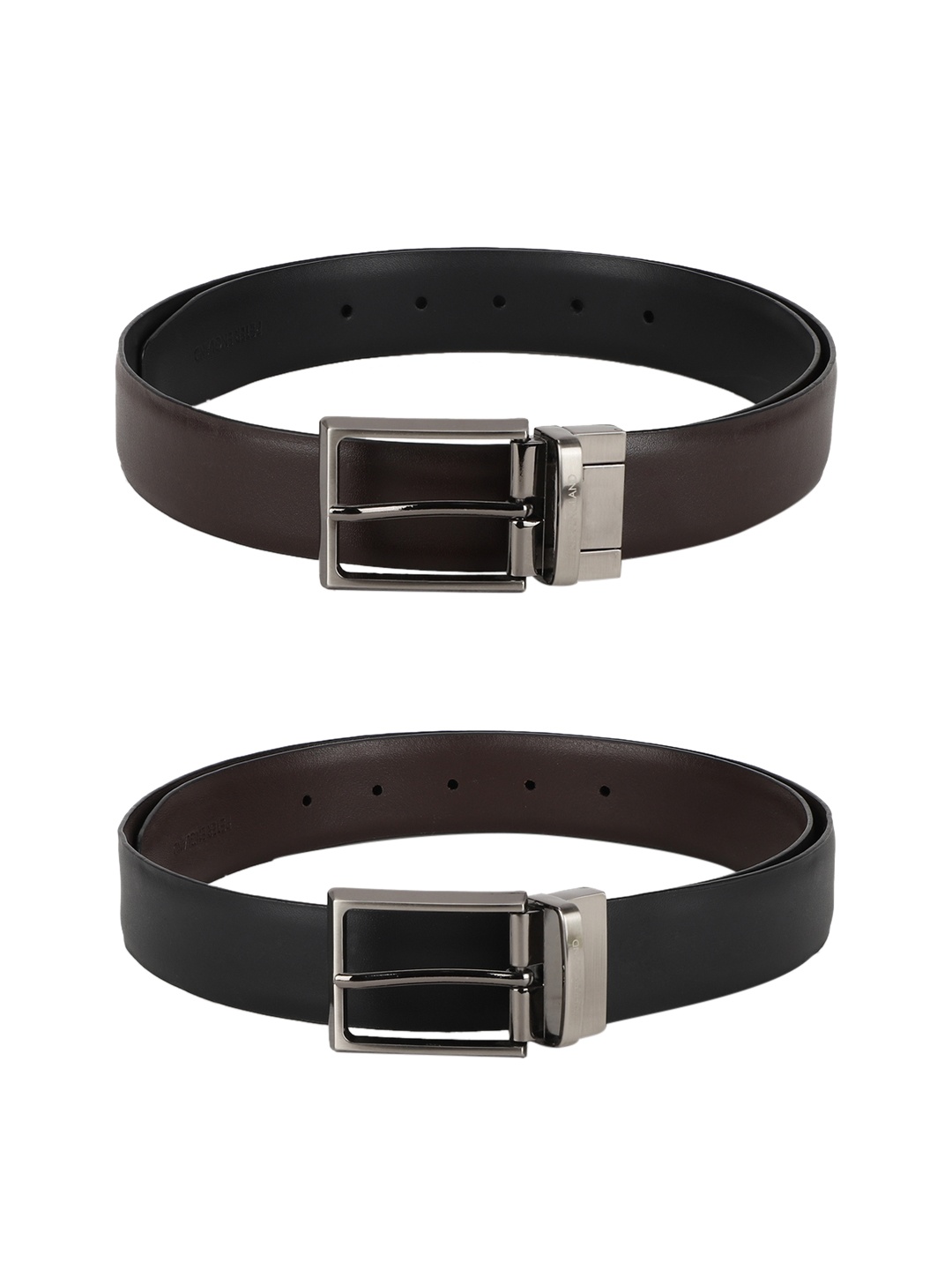 

Peter England Men Black Solid Reversible Belt