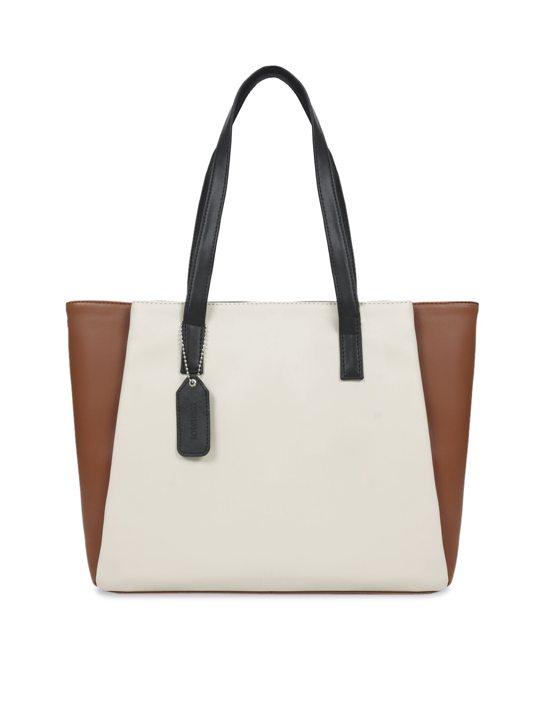 

Toteteca Off-White & Brown Colourblocked Shoulder Bag