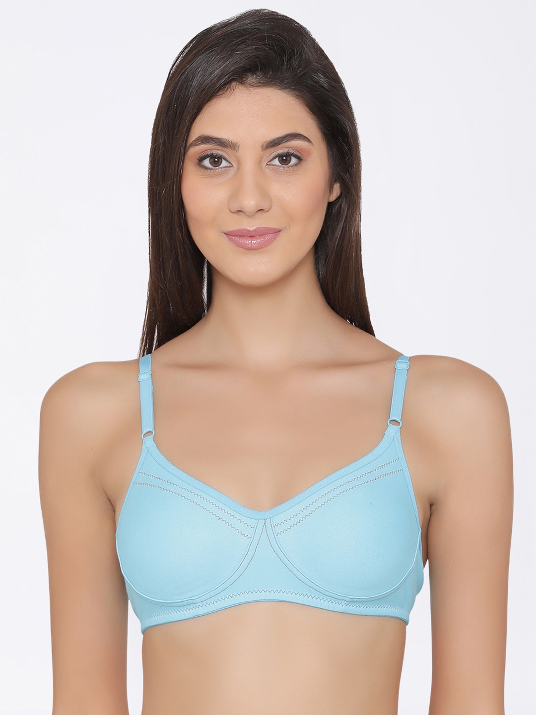 

Clovia Blue Solid Non-Wired Non Padded T-shirt Bra BR0744Z0332