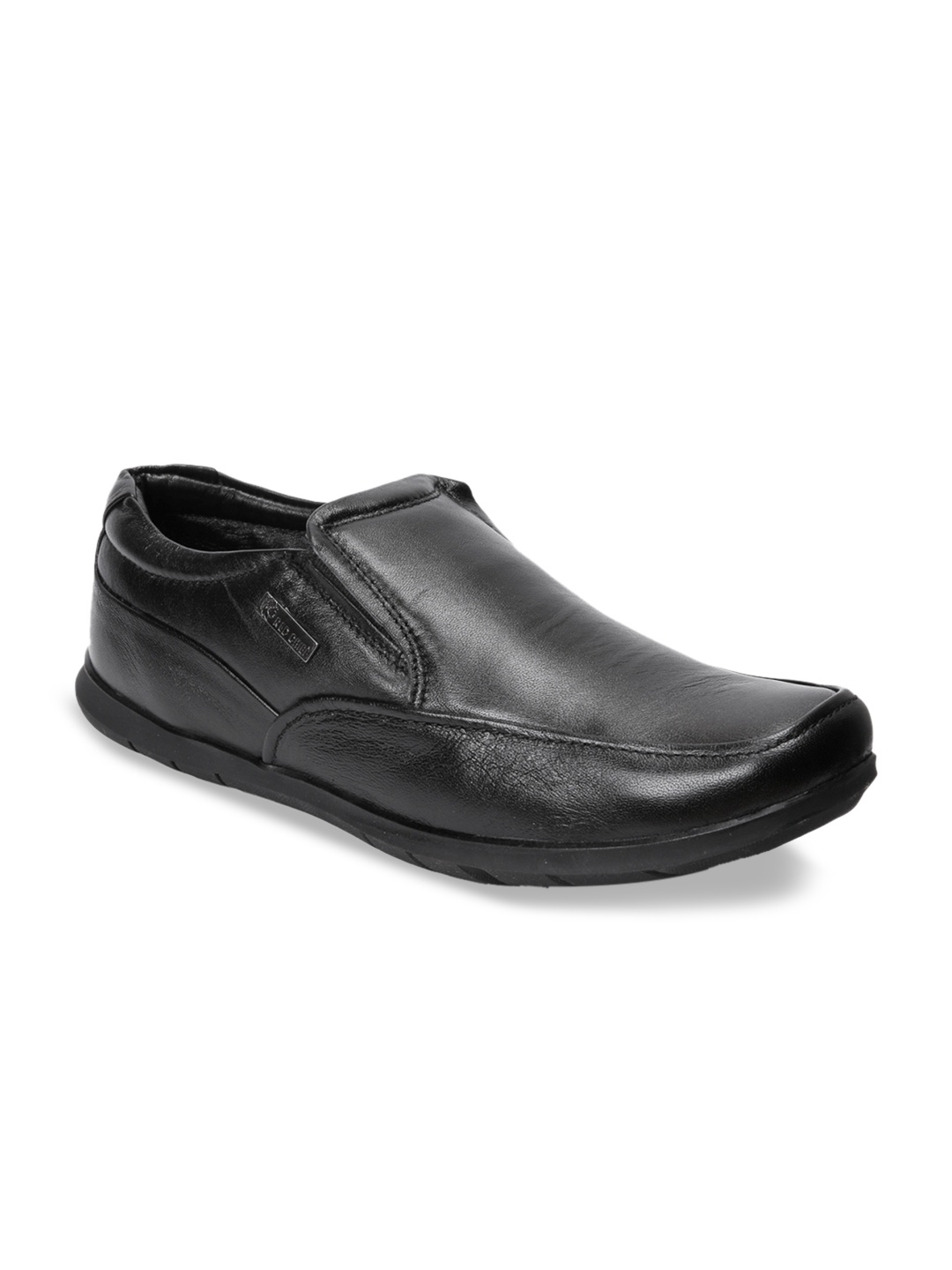 

Red Chief Men Black Solid Leather Formal Slip-Ons
