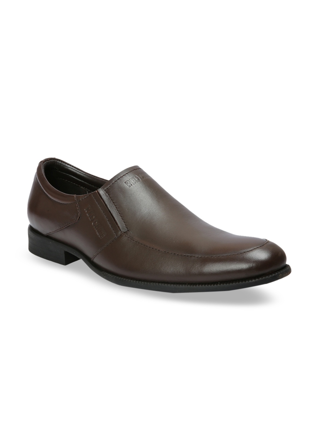 

Red Chief Men Brown Solid Leather Formal Slip-On Shoes