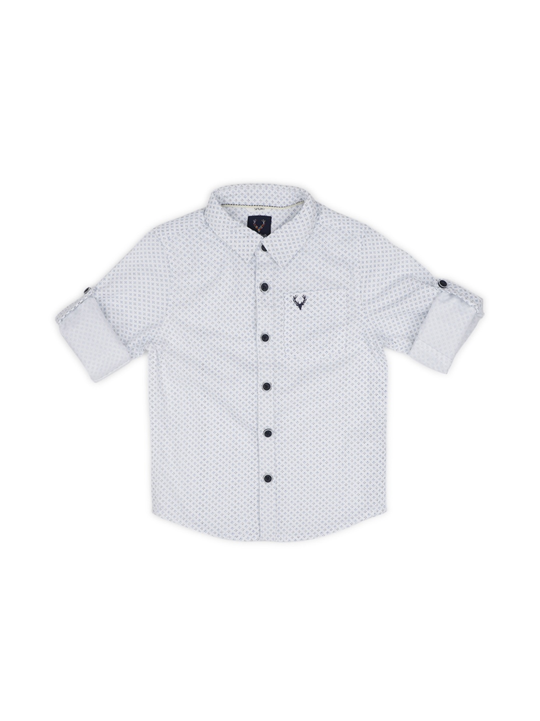 Allen Solly Junior Boys White & Blue Regular Fit Printed Casual Shirt