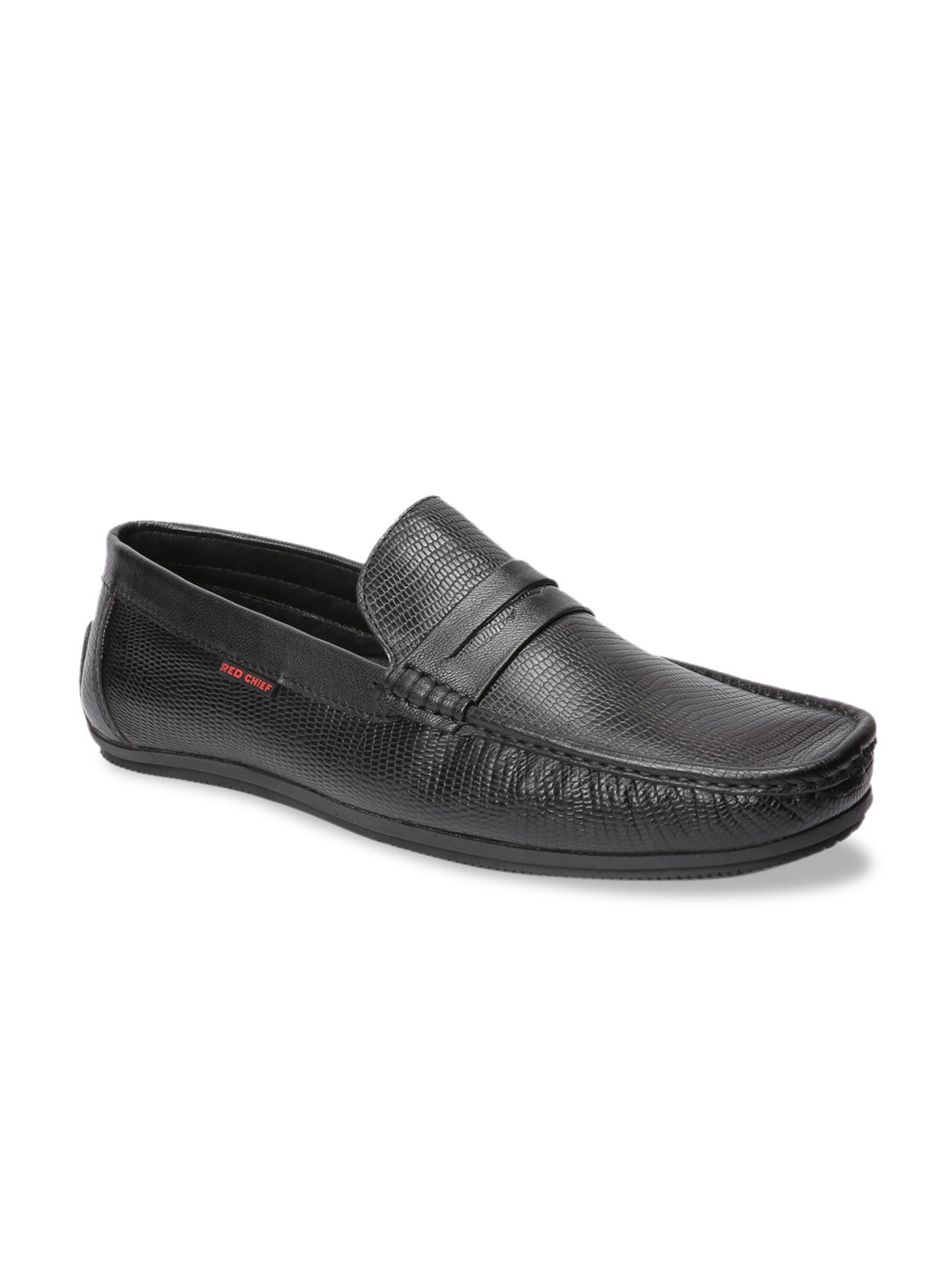 

Red Chief Men Black Textured Leather Formal Loafers