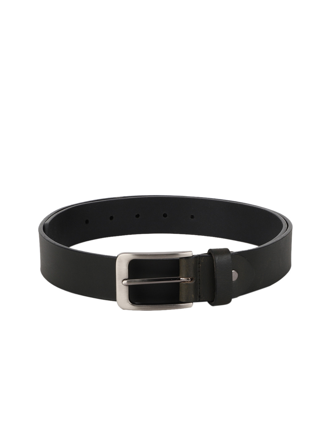 

Peter England Men Black Solid Leather Belt
