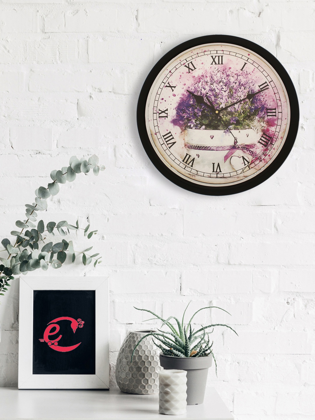 eCraftIndia Purple Round Printed 31 cm Analogue Wall Clock