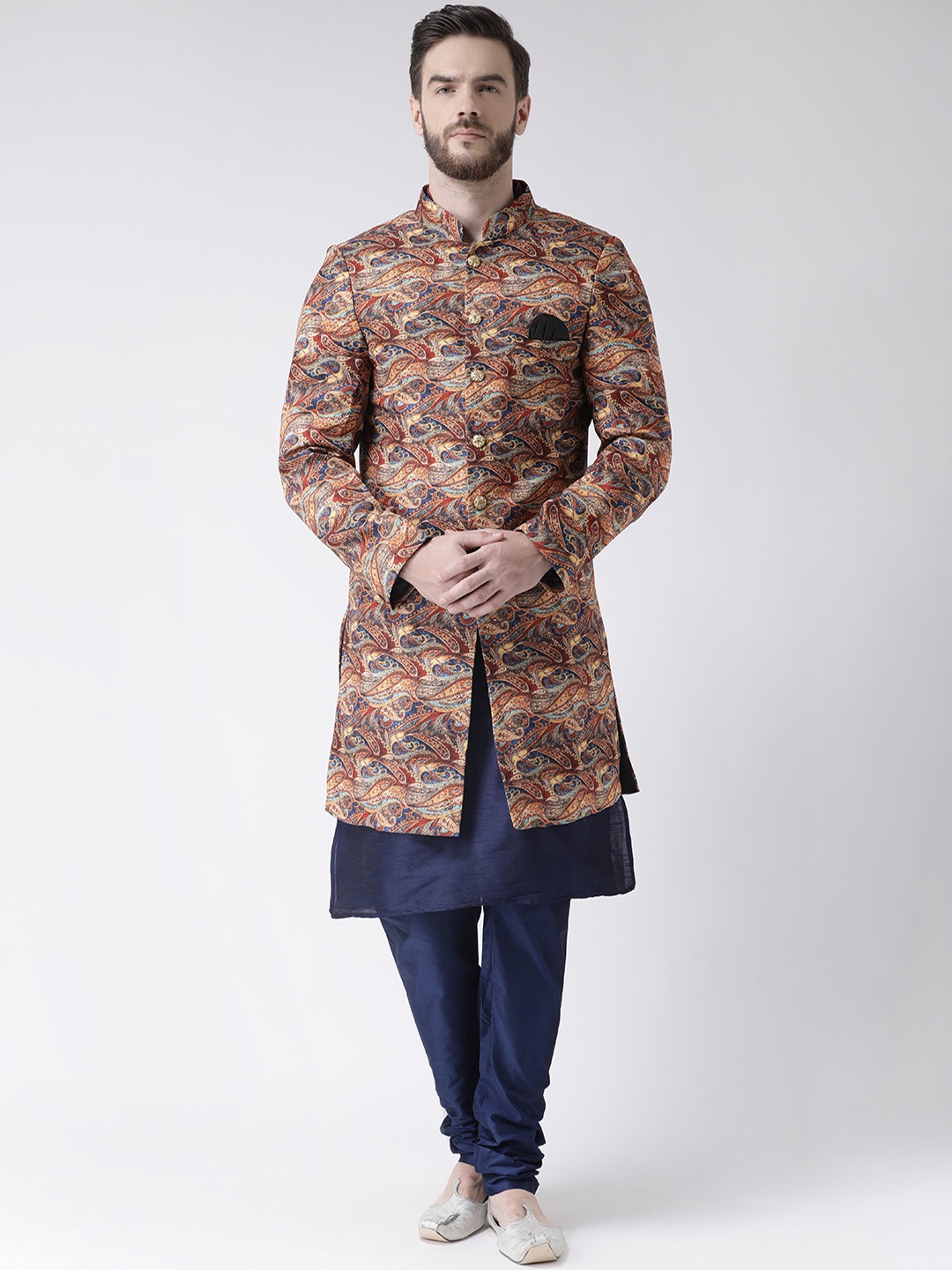

Hangup Men Multicoloured Printed Sherwani Set, Multi