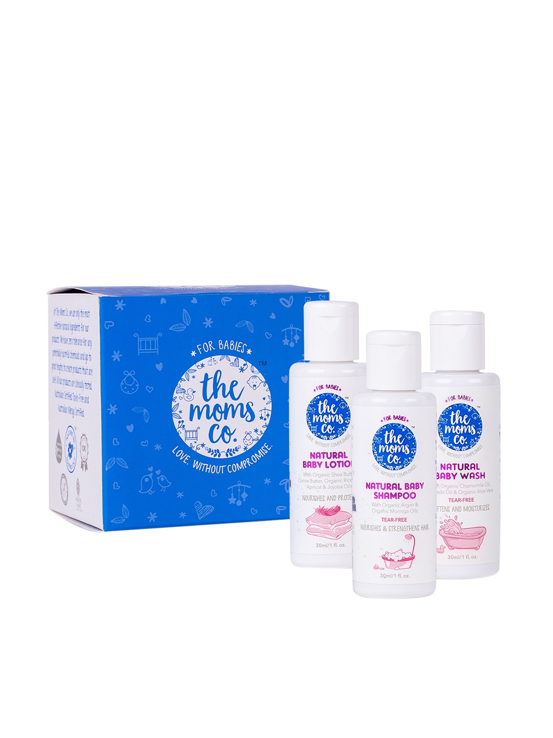 

The Moms Co. Natural Baby Bath Essentials Travel Kit 90ml, White