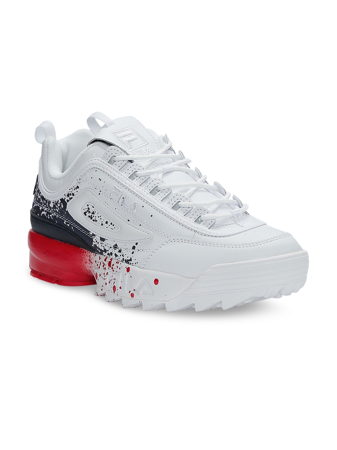 

FILA Men White & Navy Blue Colourblocked DISRUPTOR II SPLATTER Sneakers