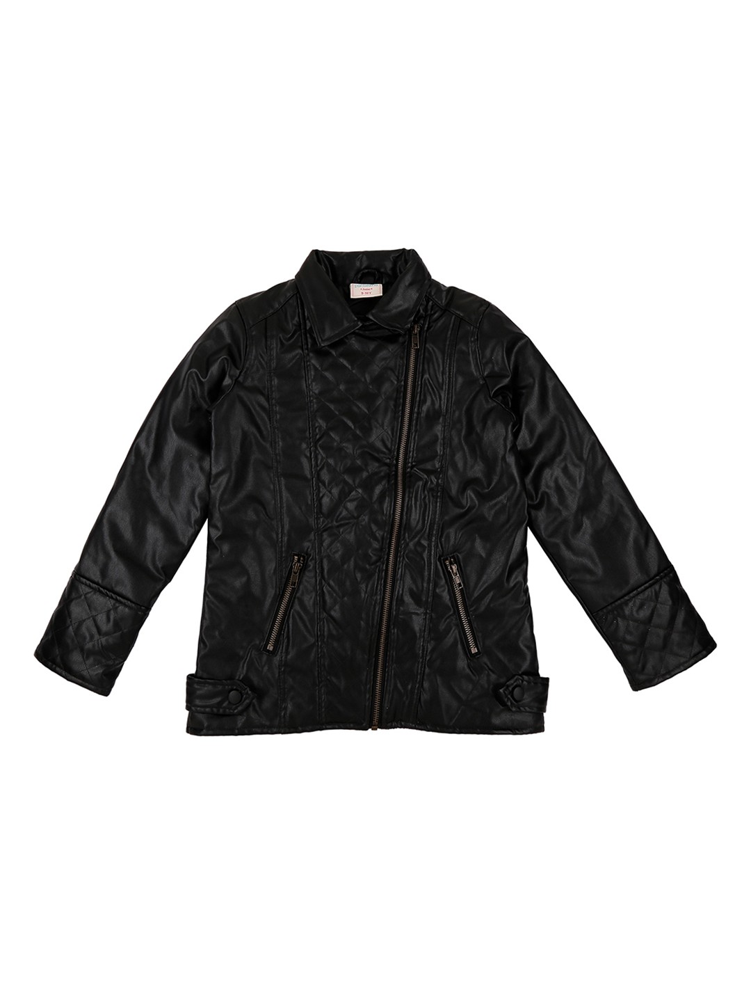 Pantaloons Junior Girls Black Solid Biker Jacket