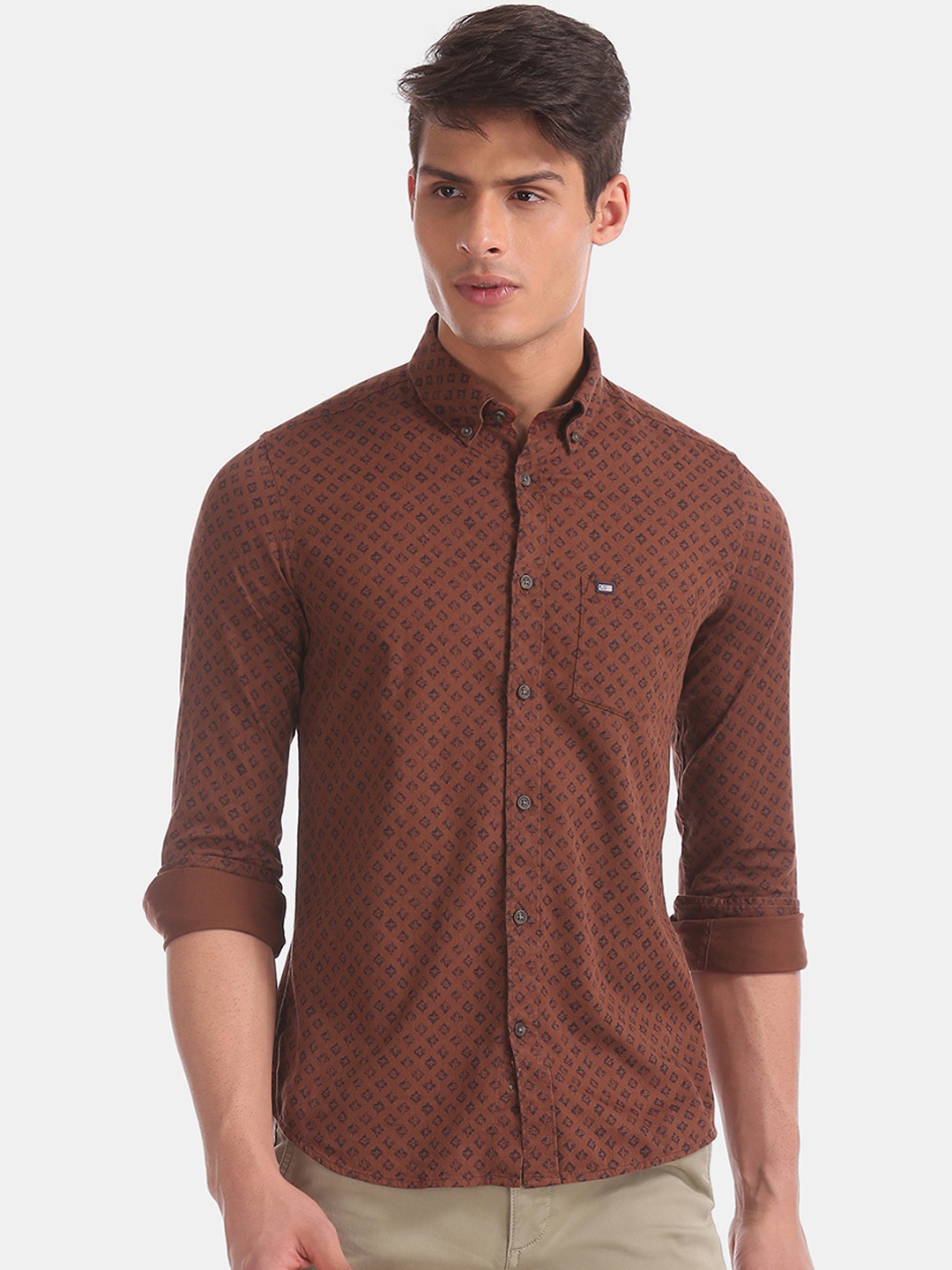 

Arrow Sport Men Brown & Black Slim Fit Printed Casual Shirt