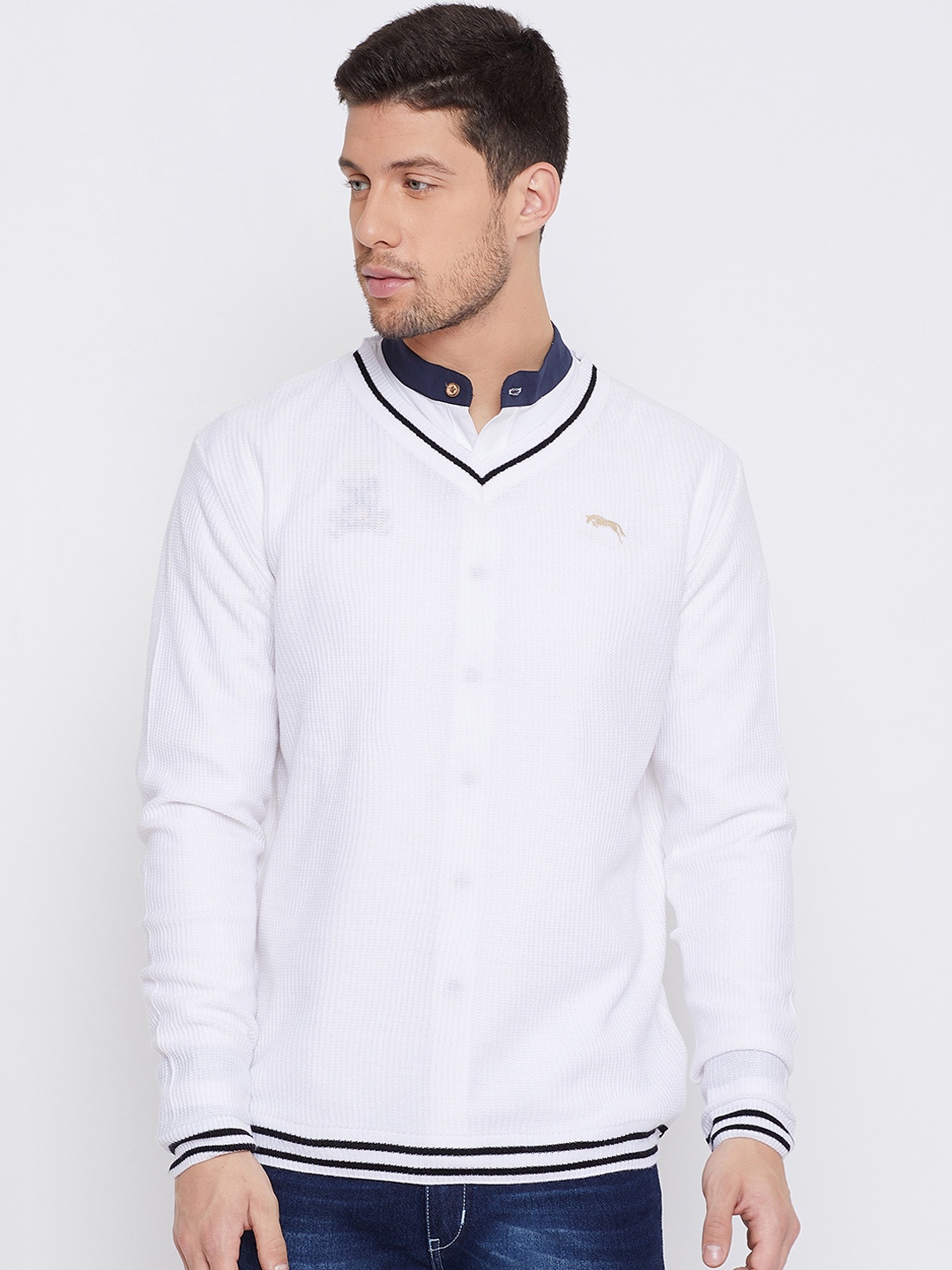 

JUMP USA Men White Solid Pullover Sweater