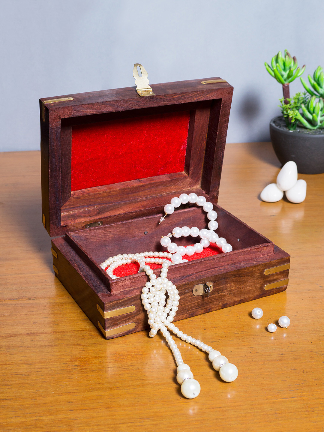 

Golden Peacock Brown Textured Wooden Jewellery Box