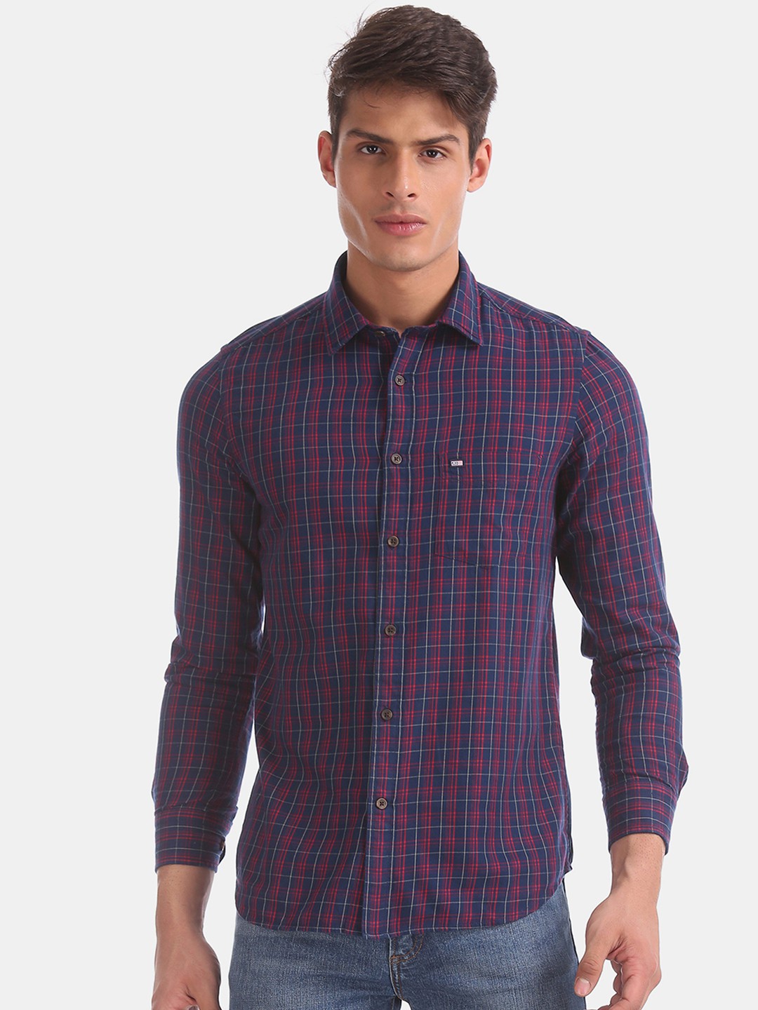 

Arrow Sport Men Blue & Red Slim Fit Checked Casual Shirt
