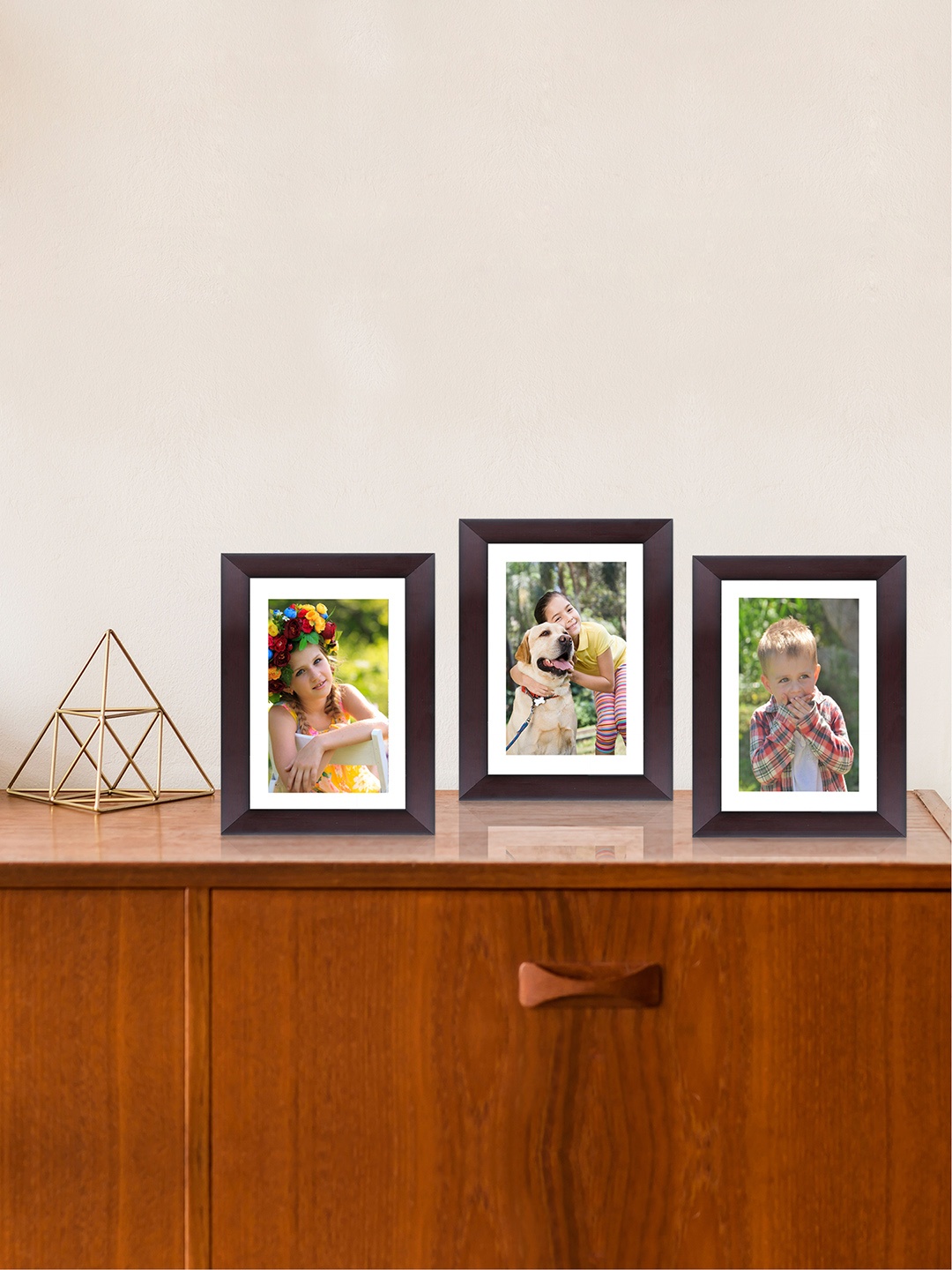

RANDOM Set of 3 Coffee Brown Solid Photo Frames