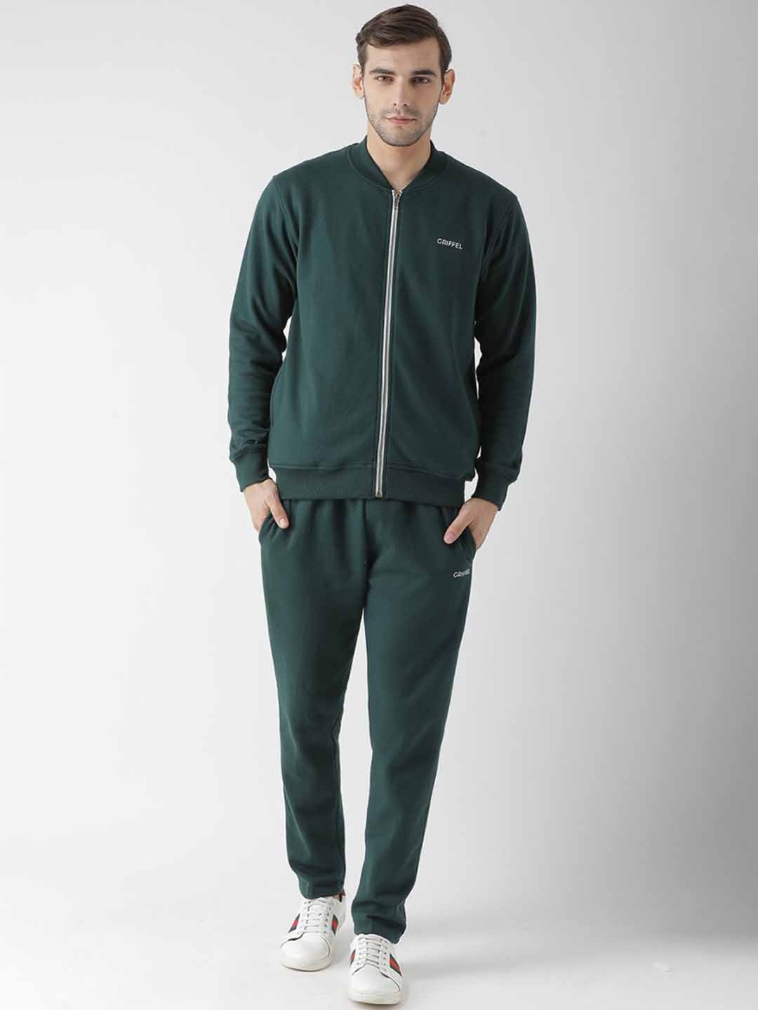 

GRIFFEL Men Green Solid Tracksuit