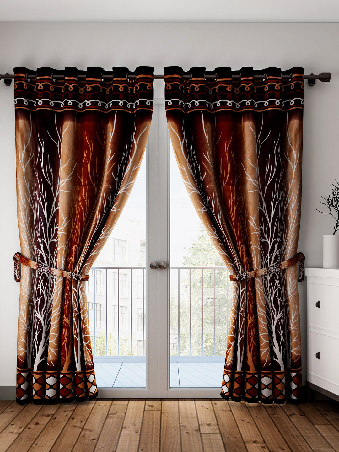 

Home Sizzler Brown Set of 2 Long Door Curtains