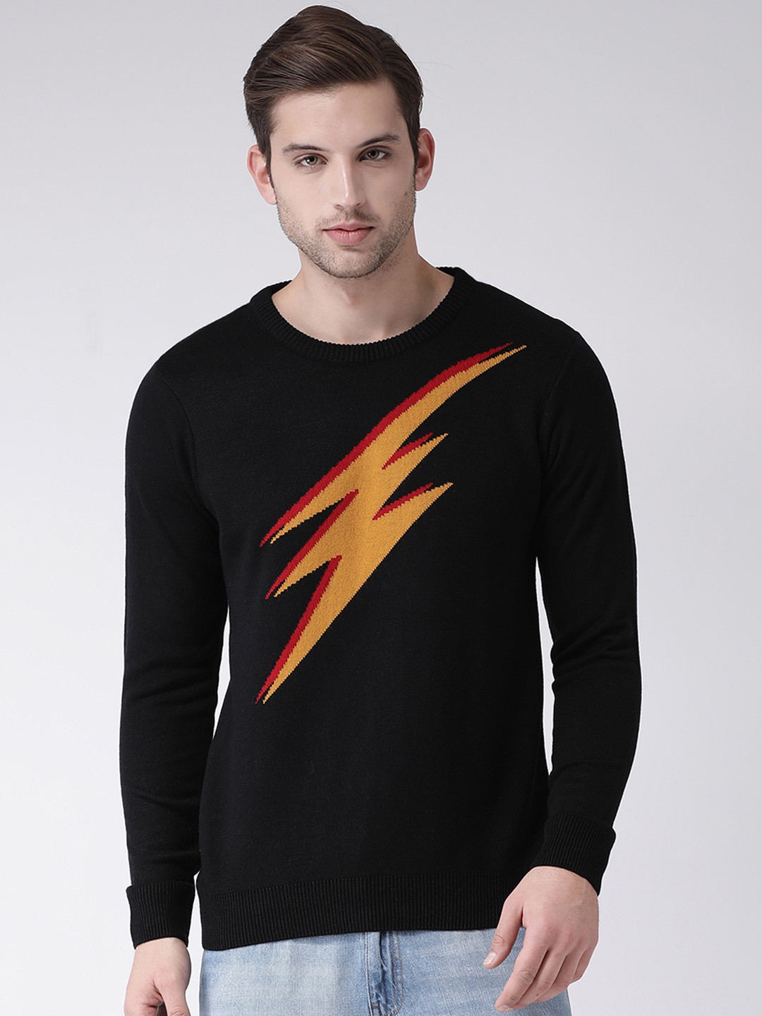 

Club York Men Black & Yellow Printed Pullover Sweater