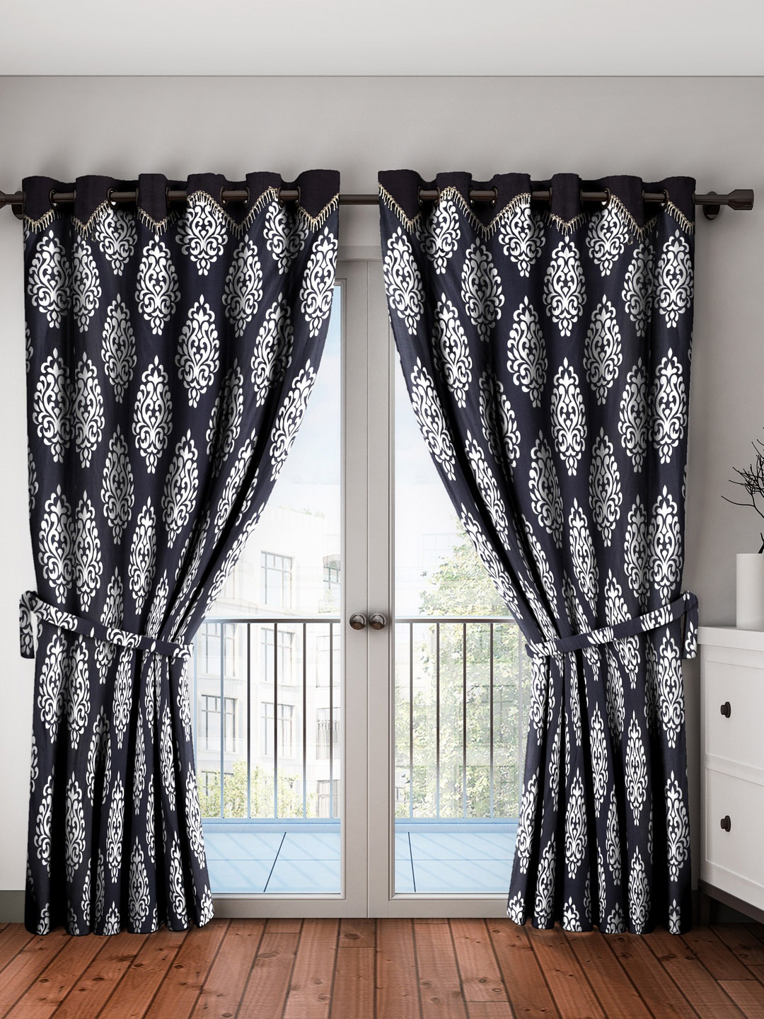 

Home Sizzler Black & White Set of 2 Door Curtains