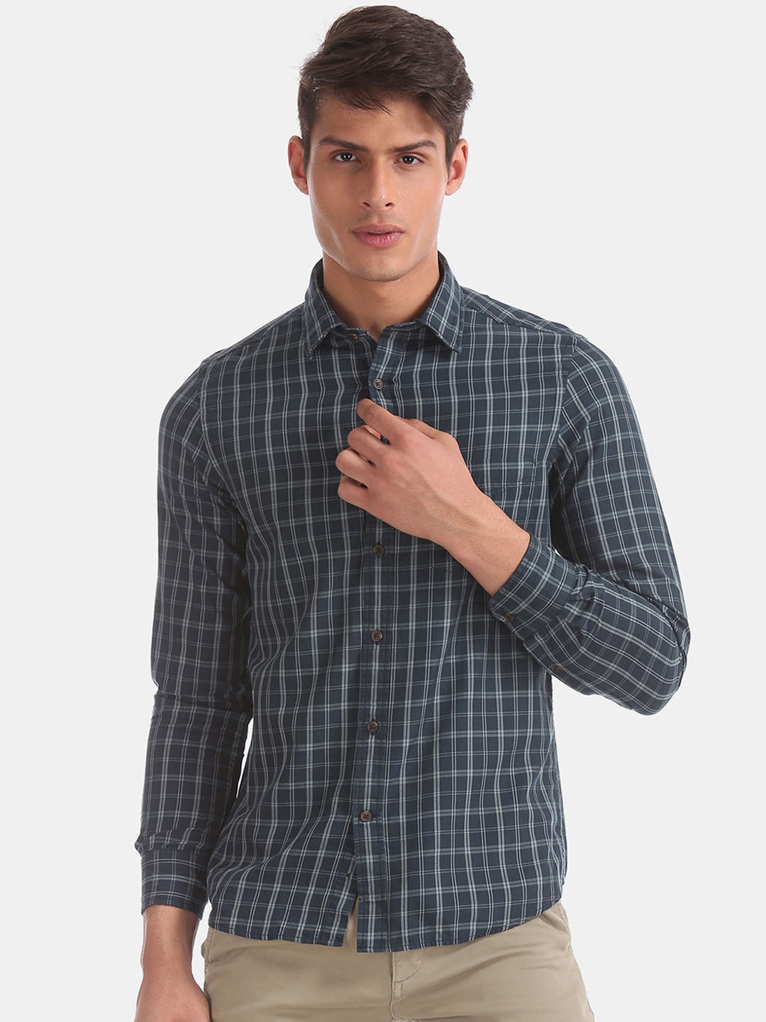 

Arrow Sport Men Blue Slim Fit Checked Casual Shirt