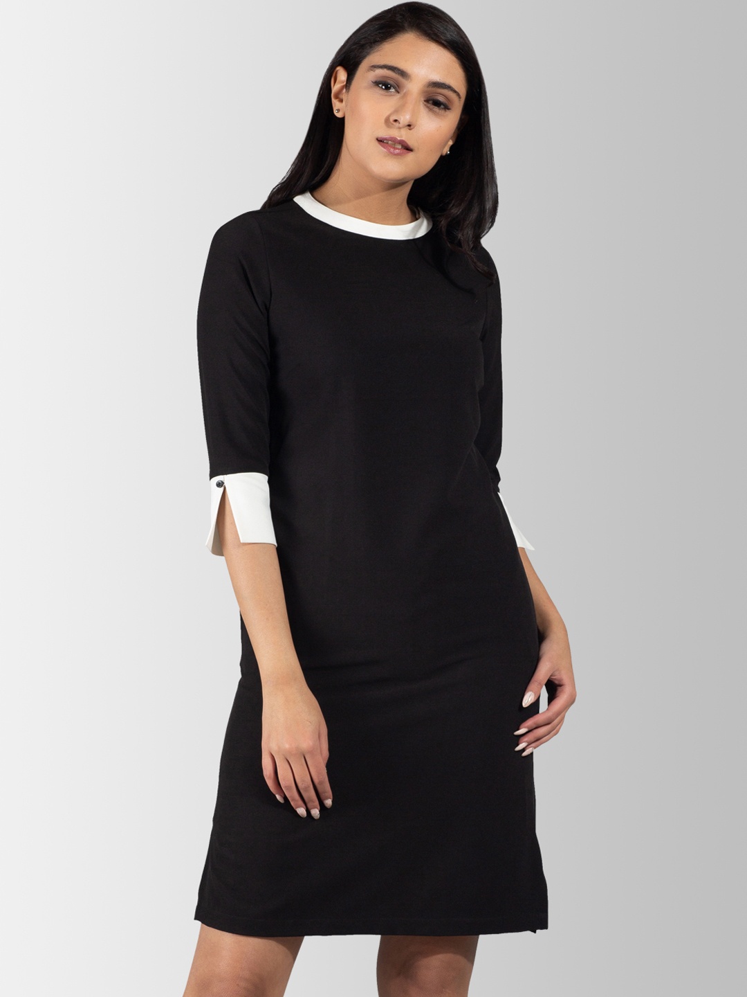 FableStreet Women Black Solid Sheath Dress