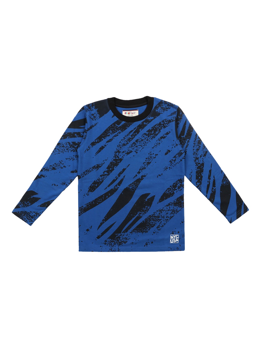 

Lil Tomatoes Boys Blue & Black Printed Sweatshirt