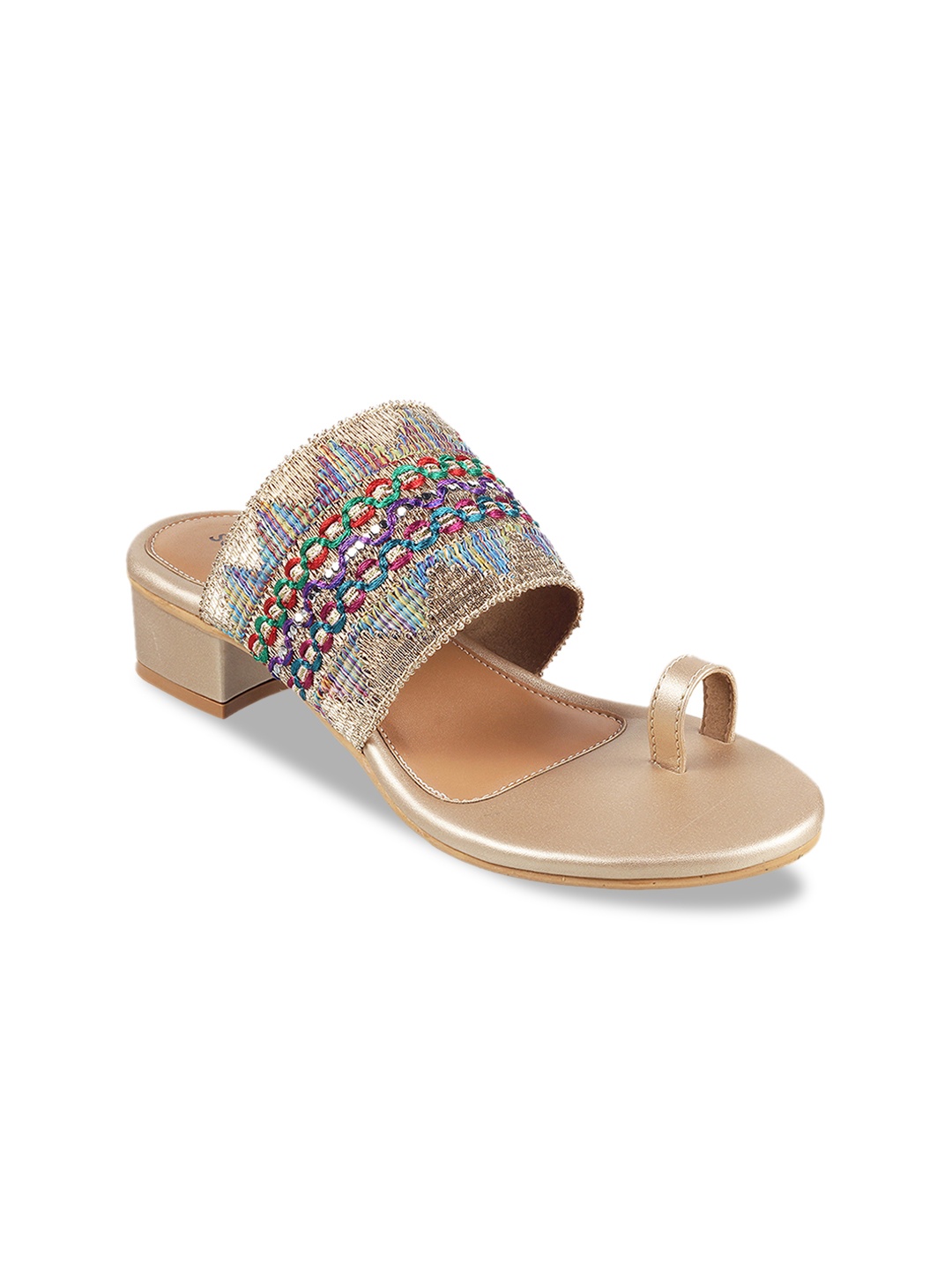 

SOLE HEAD Women Gold-Toned Woven Design Sandals