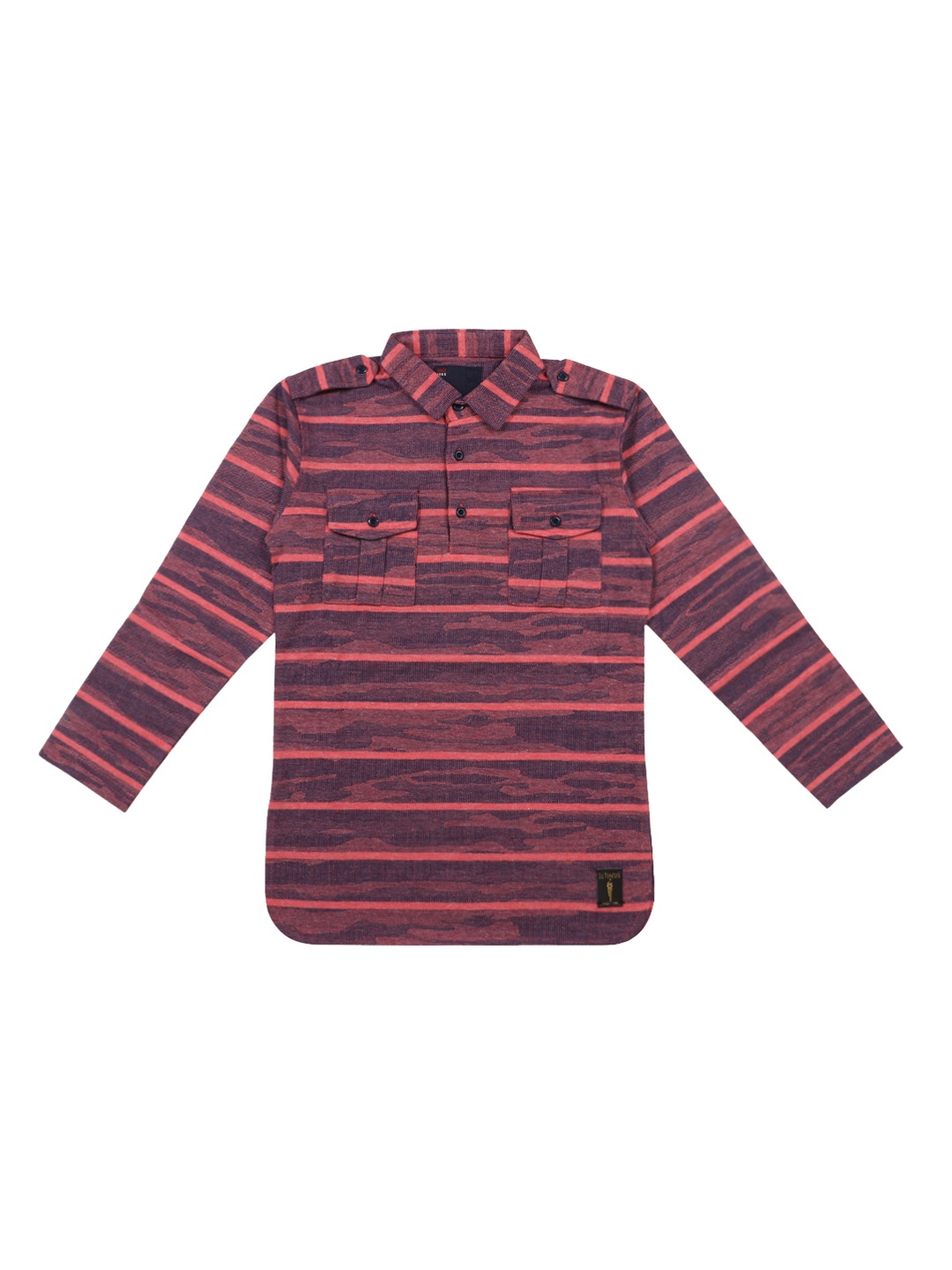 Lil Tomatoes Boys Red Printed Polo Collar Pure Cotton T-shirt