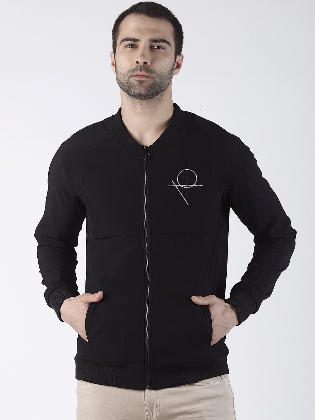 

Rex Straut Jeans Men Black Solid Bomber Jacket