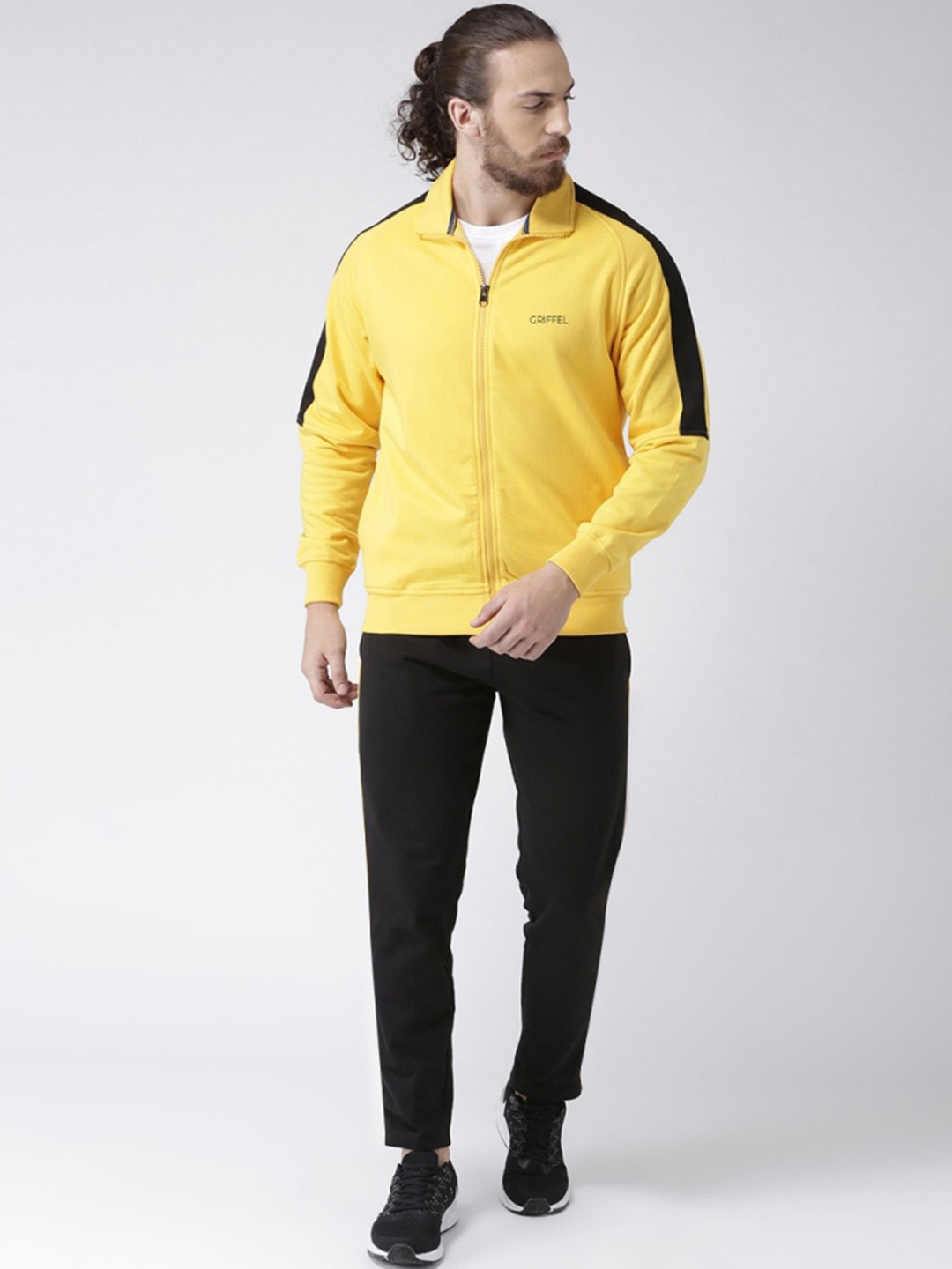 

GRIFFEL Men Yellow & Black Solid Tracksuit