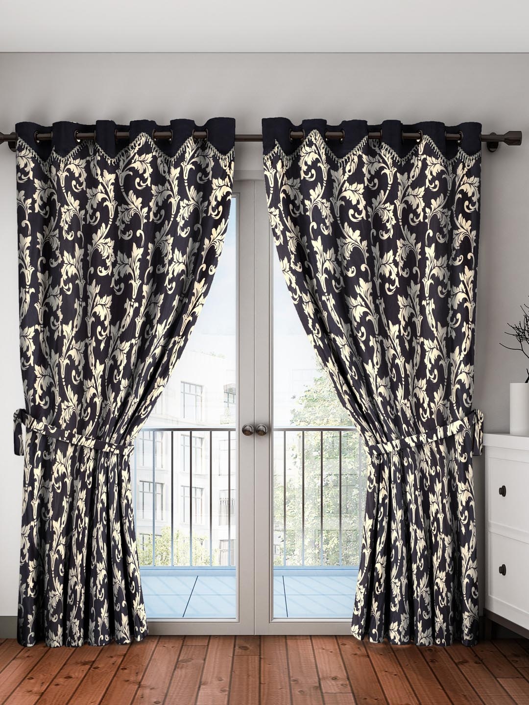 

Home Sizzler Black & Beige Set of 2 Door Curtains