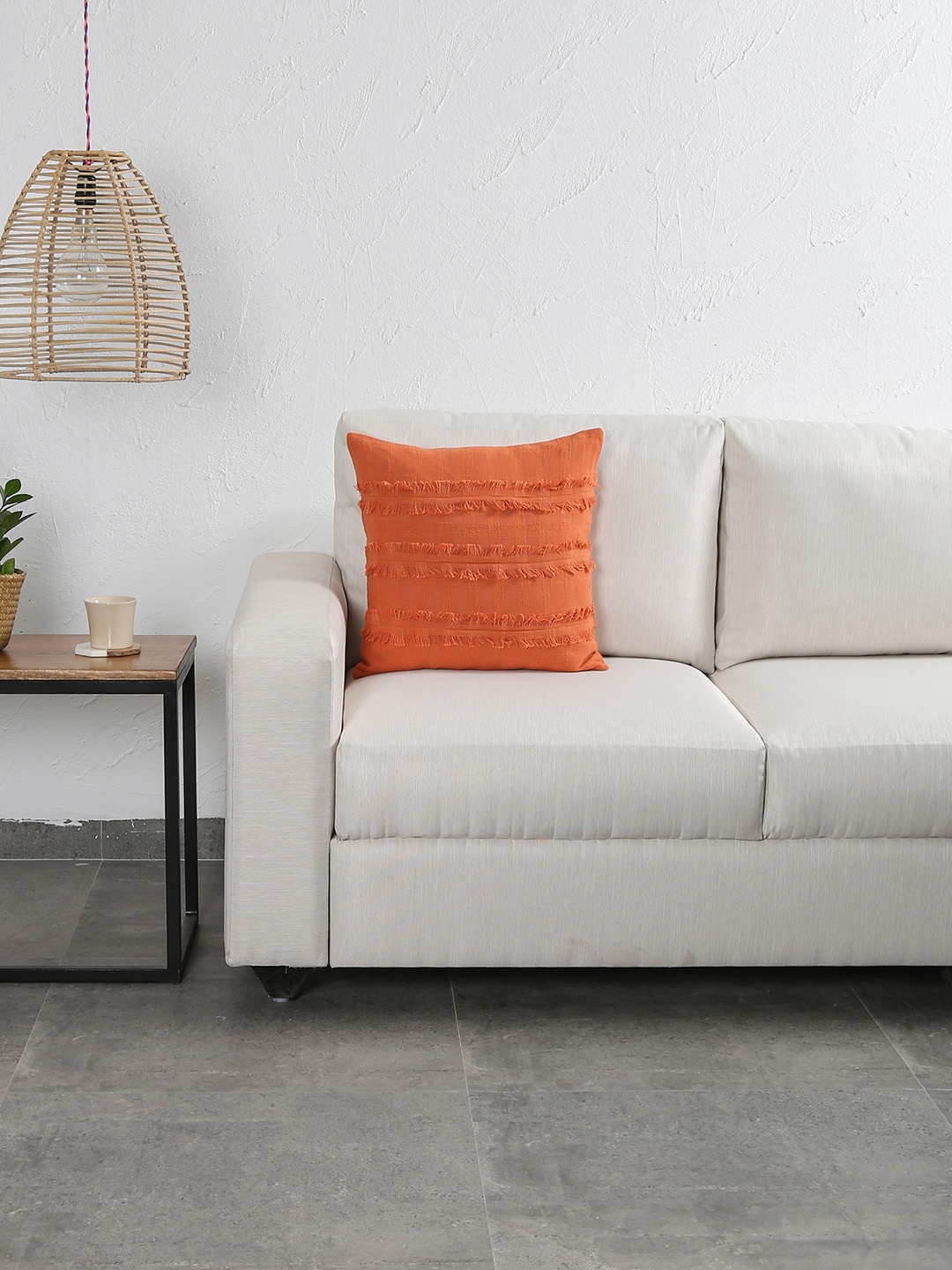 

House This Rust Orange Set of Single Solid Square Cushion Covers