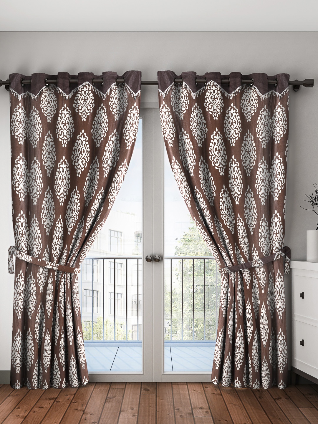 

Home Sizzler Brown & Off-White Set of 2 Door Curtains