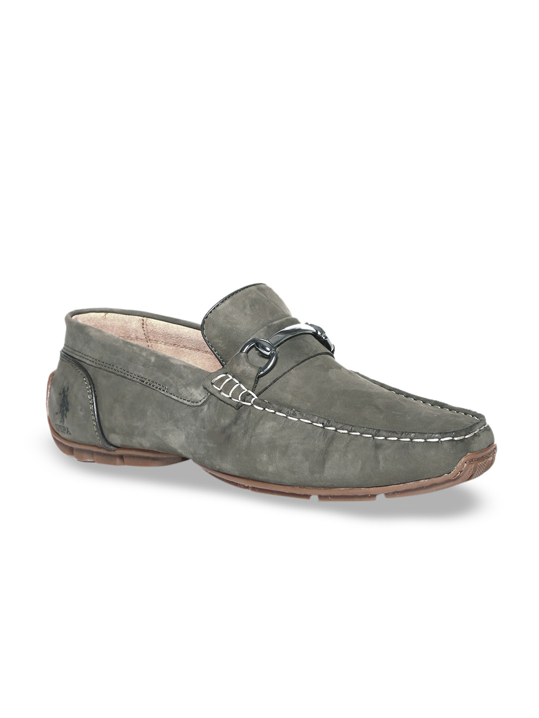 

U.S. Polo Assn. Men Green Solid Leather Driving Shoes